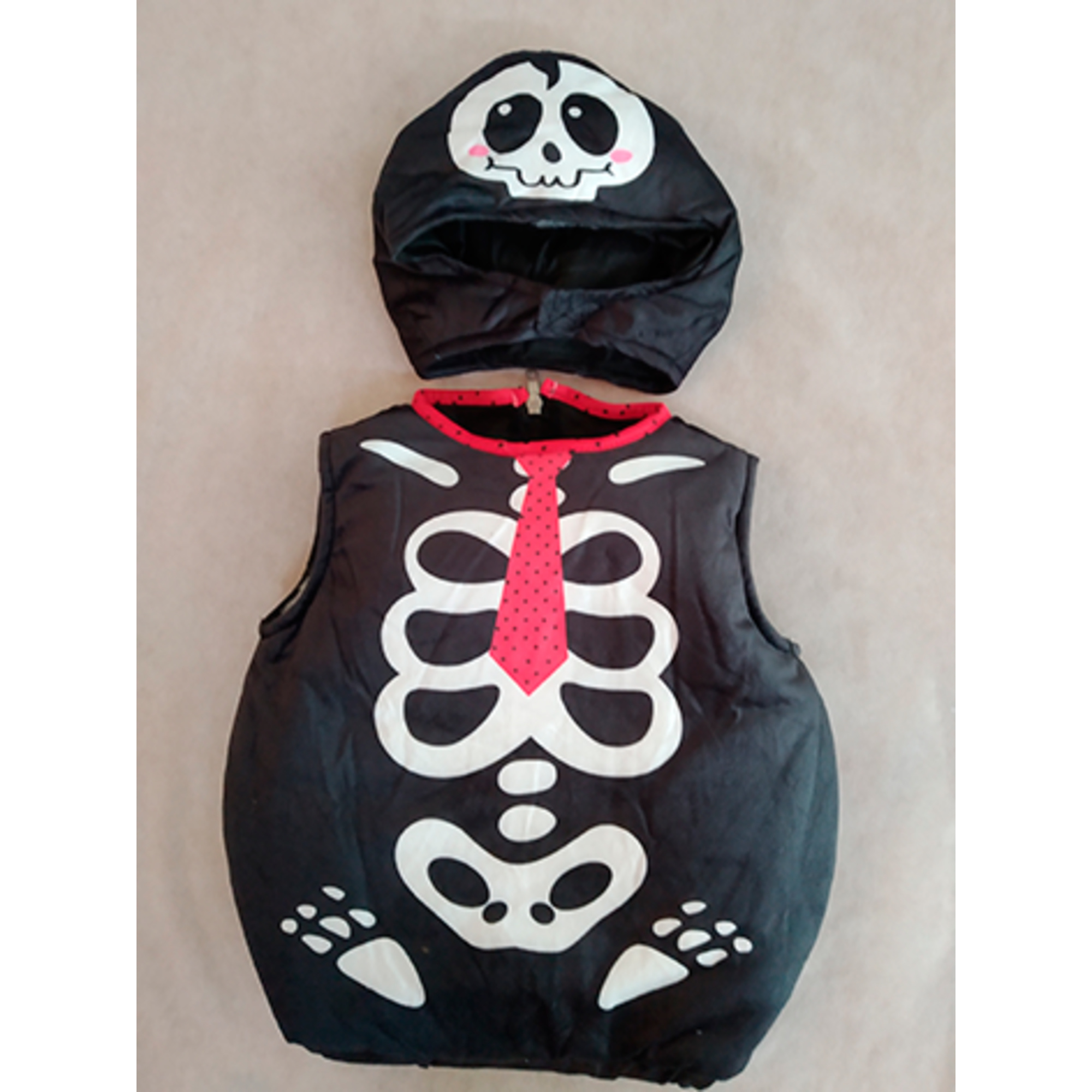 Costume halloween scheletrino baby 6-12 mesi - tutina intera in morbido tessuto con cappuccio - No brand