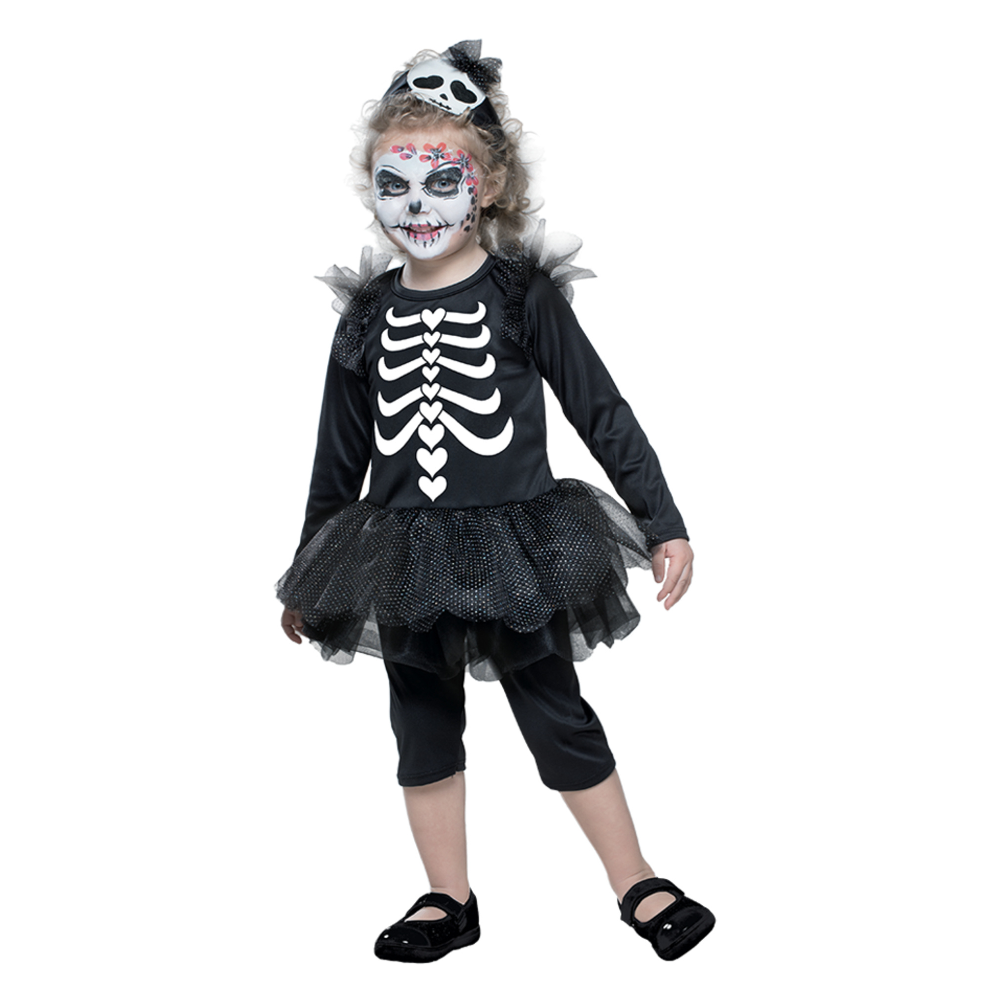 Costume halloween scheletrino baby con stampa, tuta in jersey elasticizzato e cuffia staccabile - disponibile in diverse taglie - Carnaval Queen