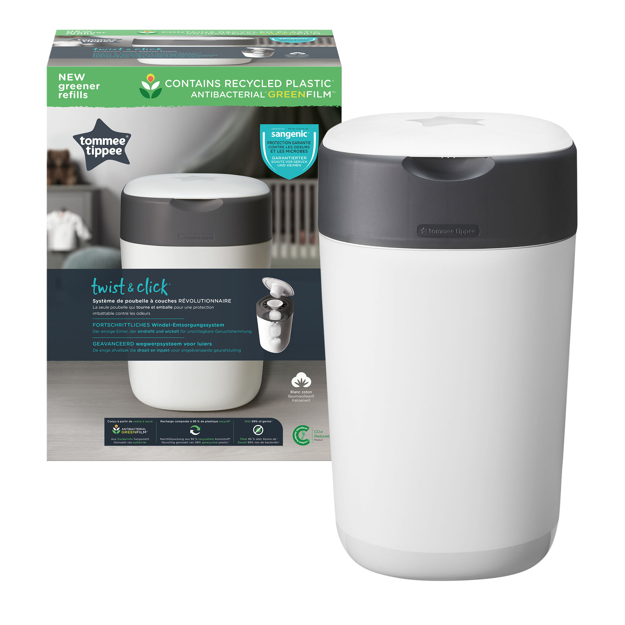 Tommee tippee twist and click cestino per pannolini avanzato bianco - SANGENIC