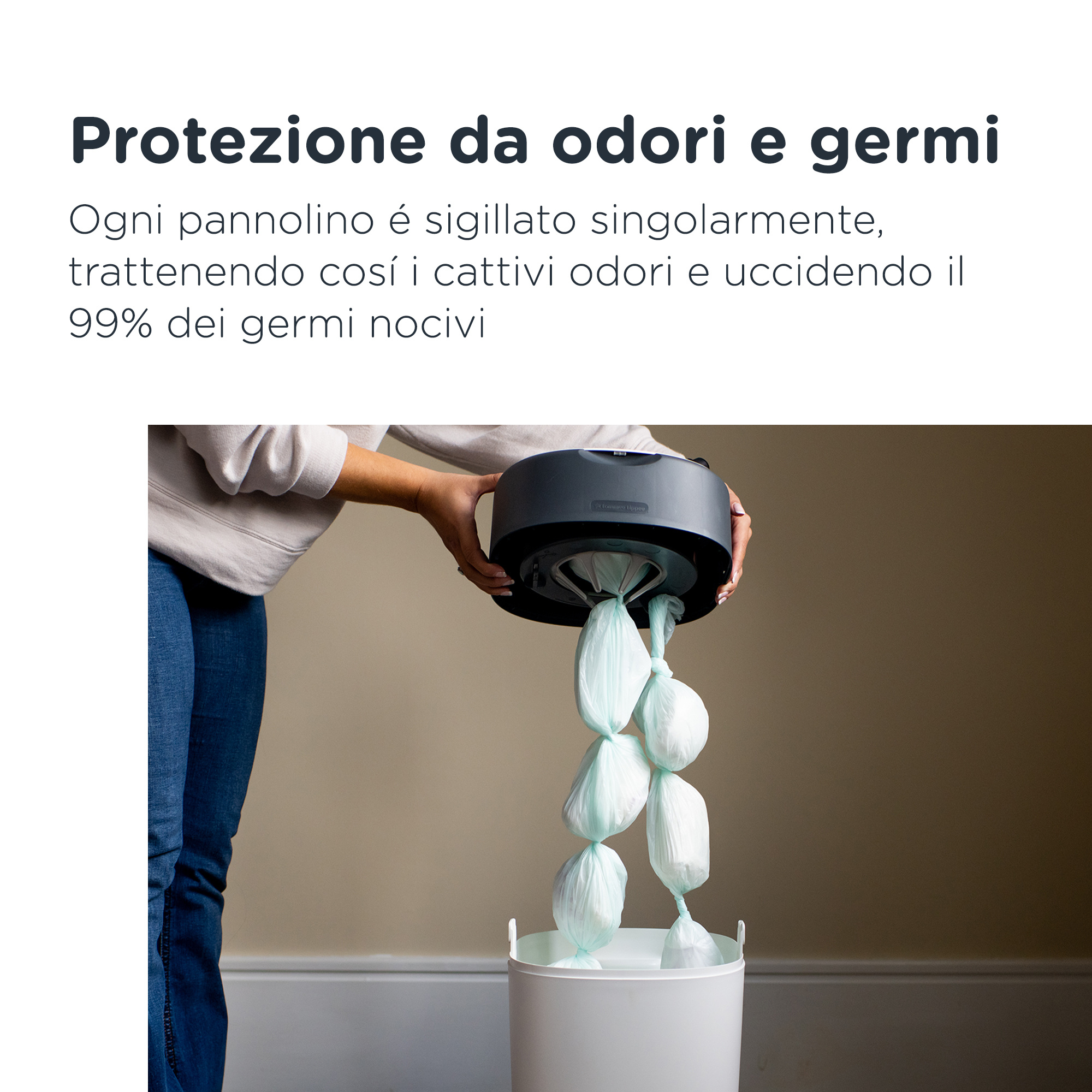 Tommee tippee twist and click cestino per pannolini avanzato bianco - SANGENIC