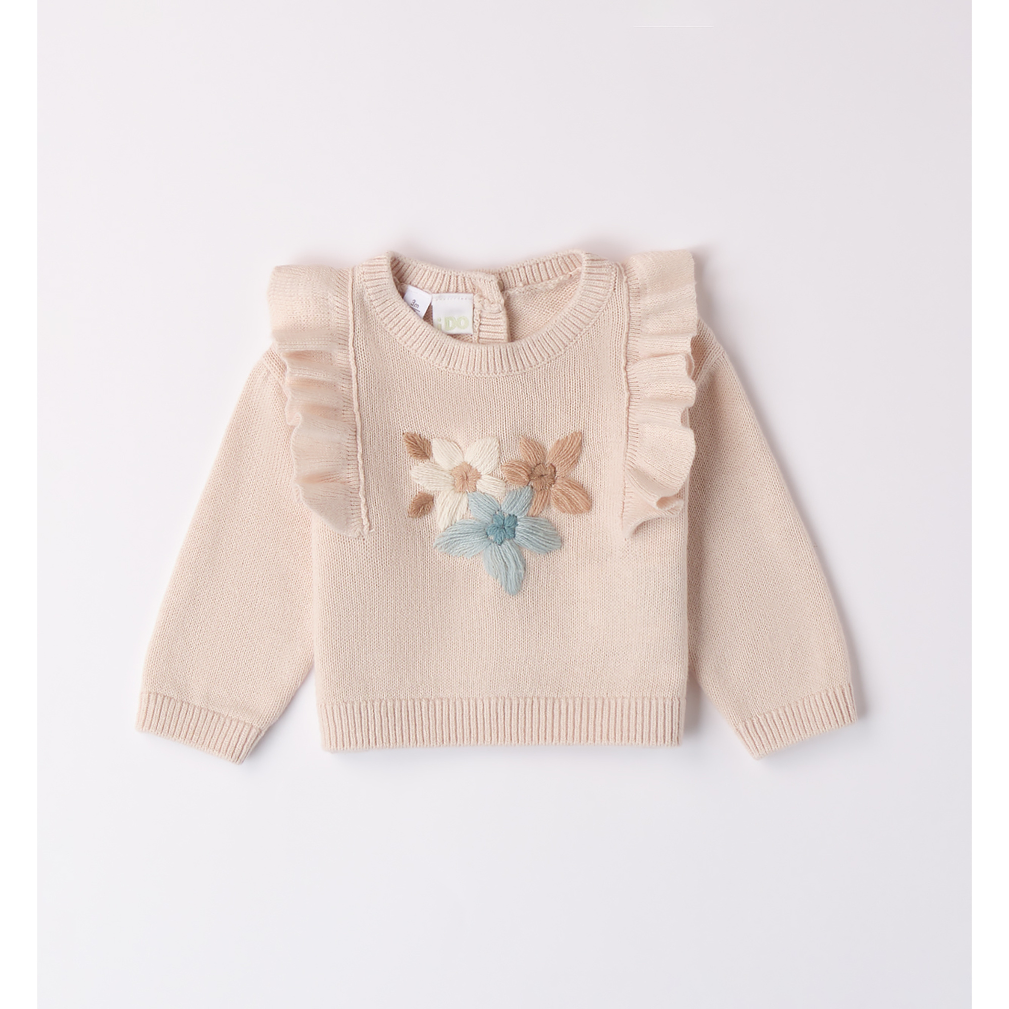 Maglia tricot beige con fiori - Mignolo