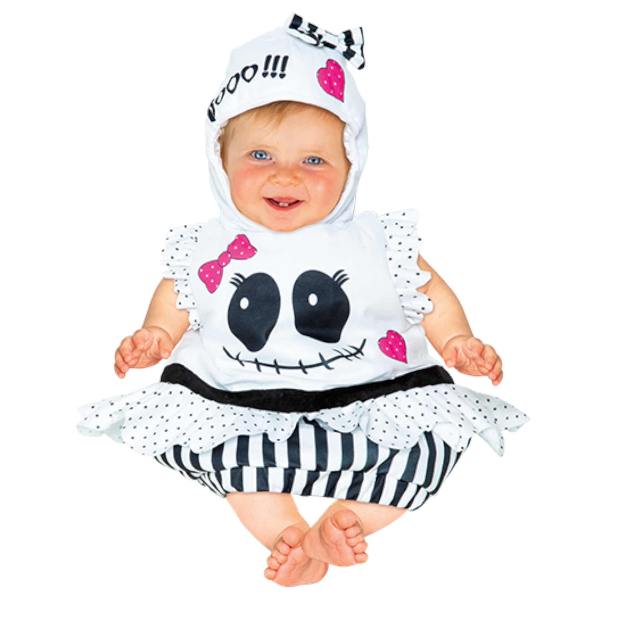 Costume halloween fantasmina baby 6-12 mesi - saccotto vellutato senza maniche con cappuccio - No brand