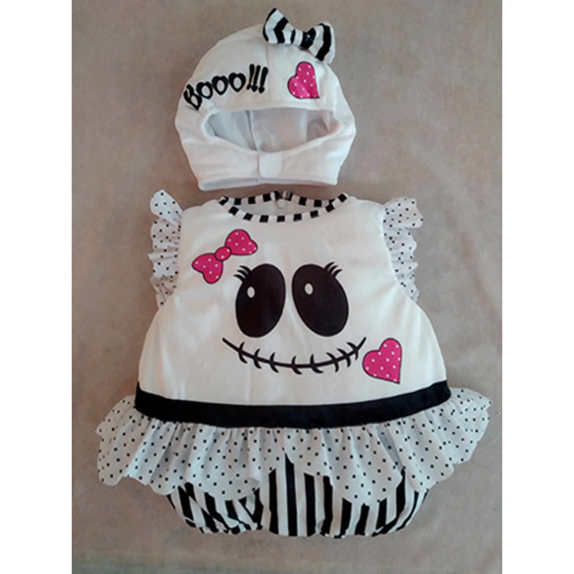 Costume halloween fantasmina baby 6-12 mesi - saccotto vellutato senza maniche con cappuccio - No brand