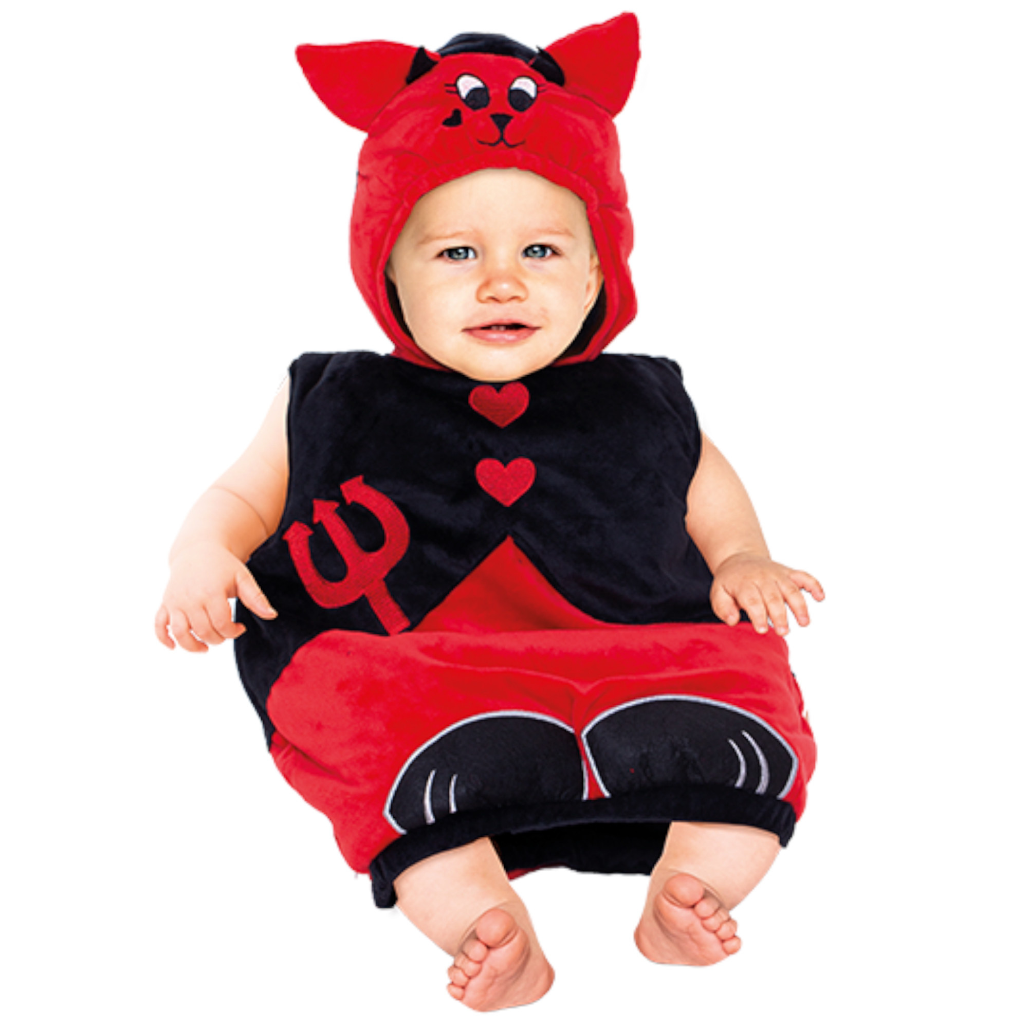 Costume halloween diavolino baby 6-12 mesi - tuta rossa con mantellina e corna - No brand