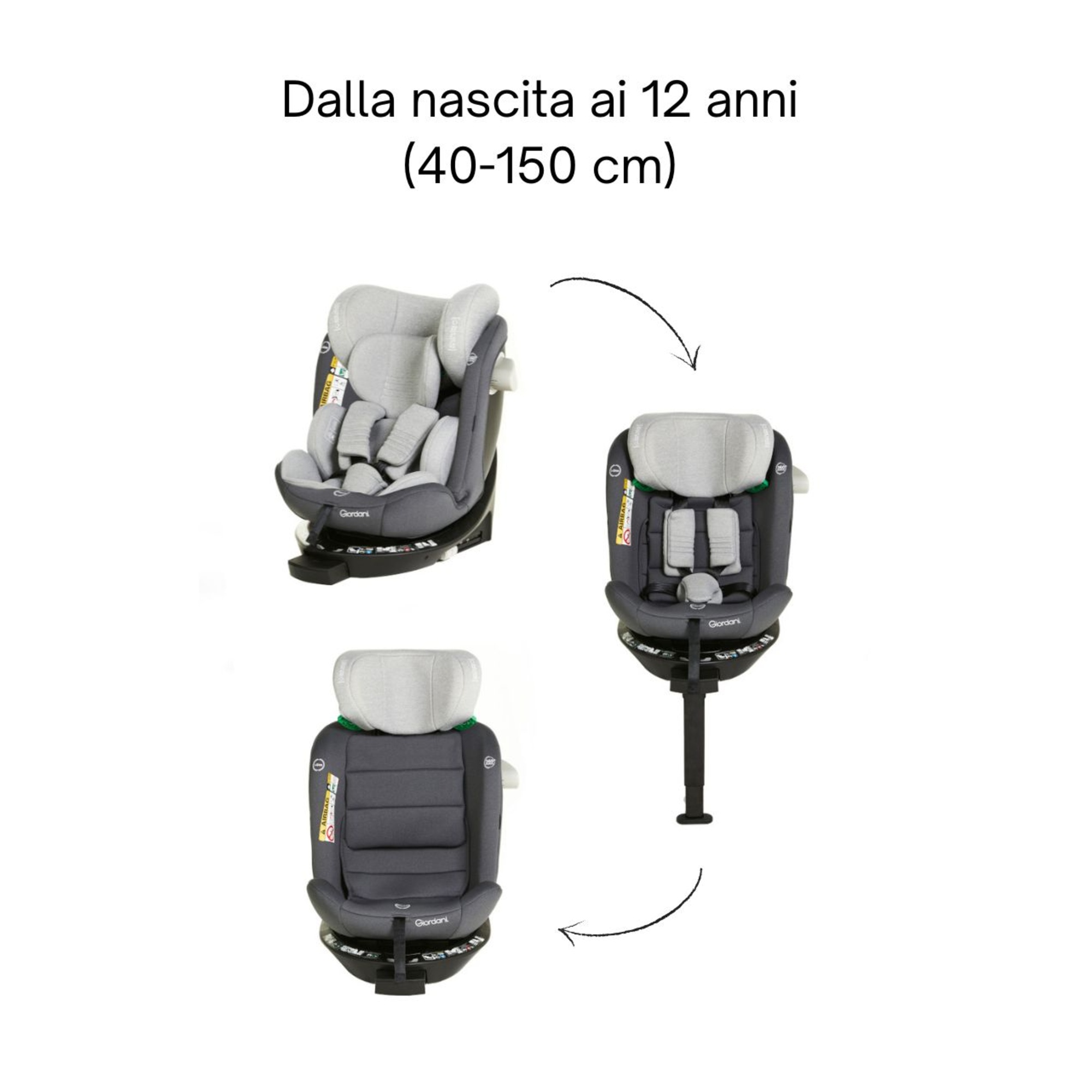 Seggiolino auto crono 0-12 anni (40-150 cm) - giordani - Giordani