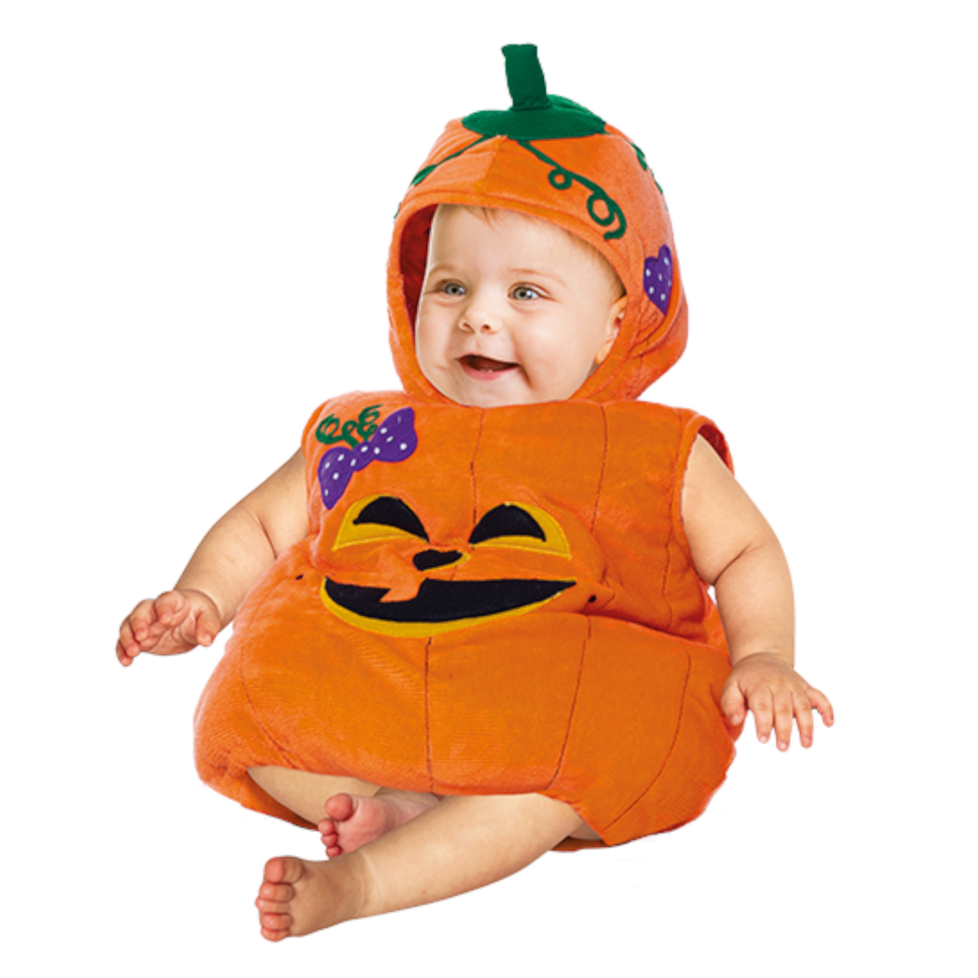 Costume halloween zucchetta baby 6-12 mesi - saccotto vellutato senza maniche con cappello - No brand