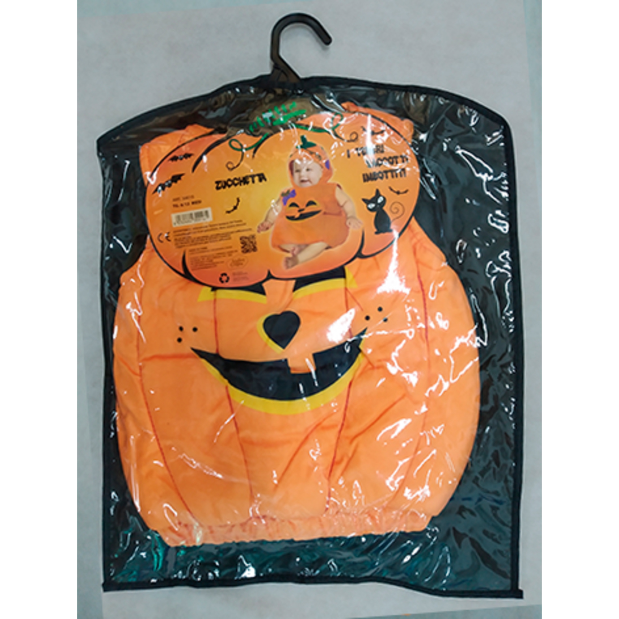 Costume halloween zucchetta baby 6-12 mesi - saccotto vellutato senza maniche con cappello - No brand