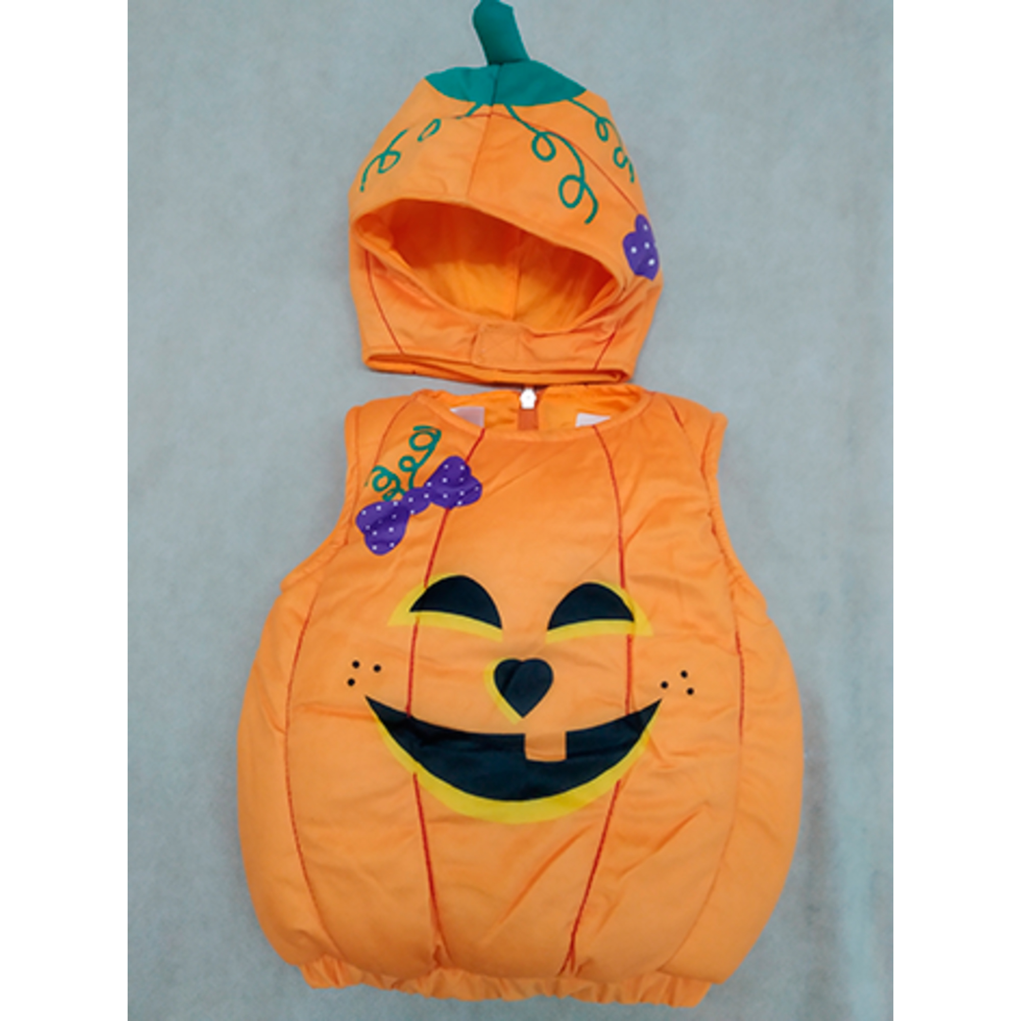 Costume halloween zucchetta baby 6-12 mesi - saccotto vellutato senza maniche con cappello - No brand