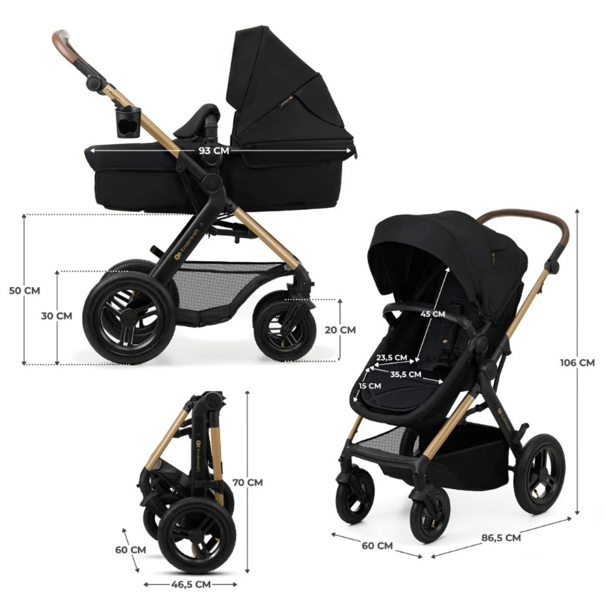 Kinderkraft trio moov 2 air pure black - KinderKraft