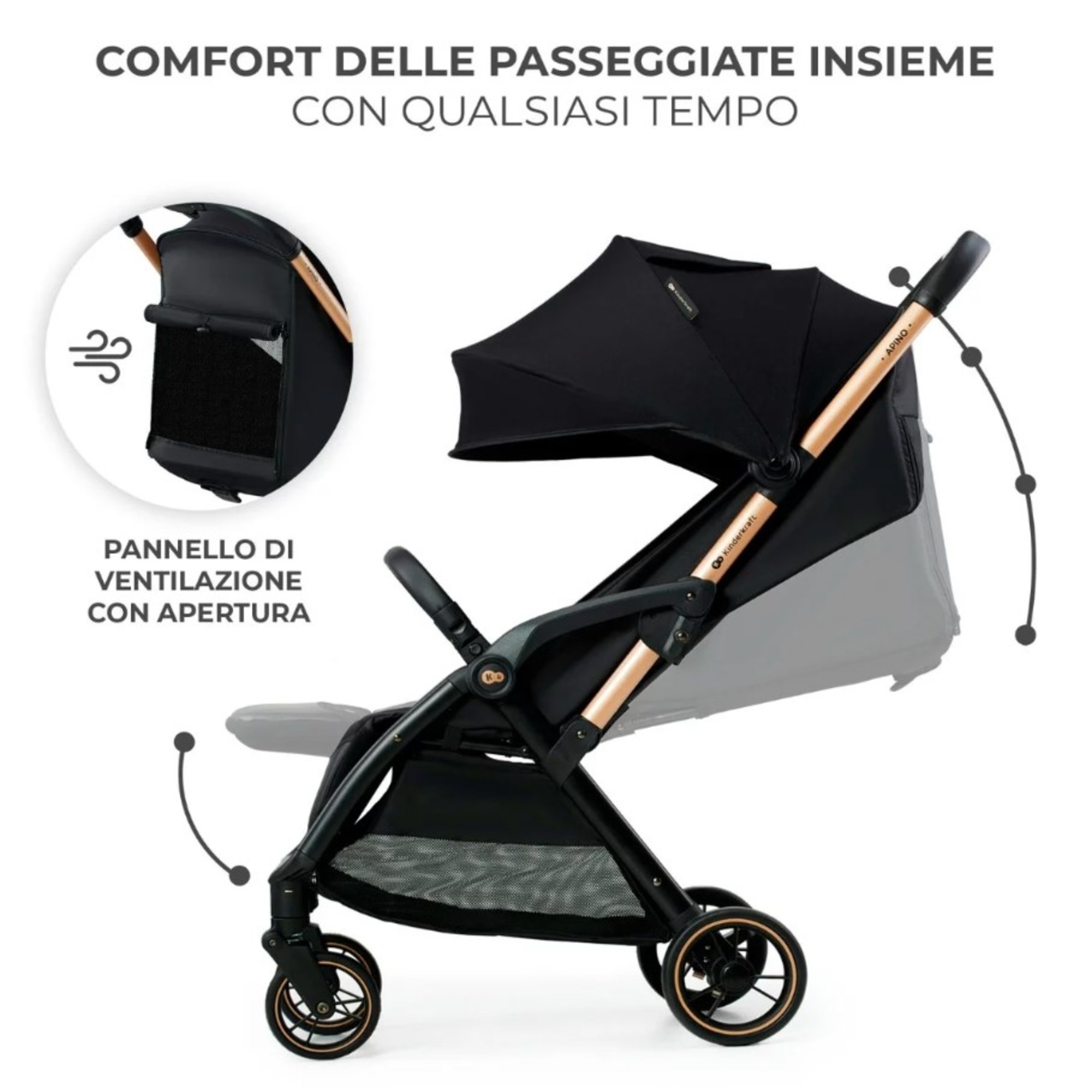 Kinderkraft passeggino leggero apino raven black - KinderKraft