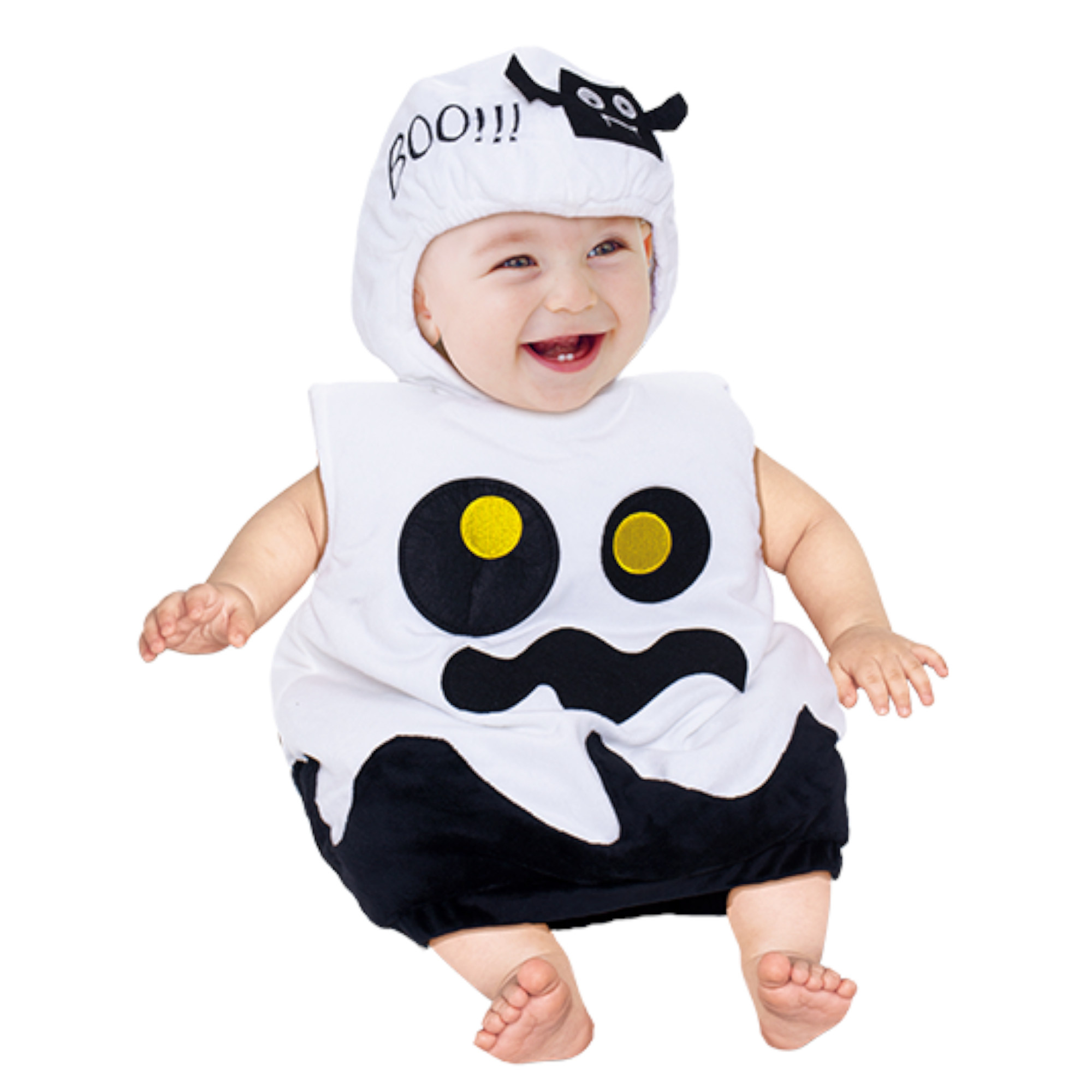 Costume halloween fantasmino baby 6-12 mesi - saccotto vellutato senza maniche con cuffia - No brand