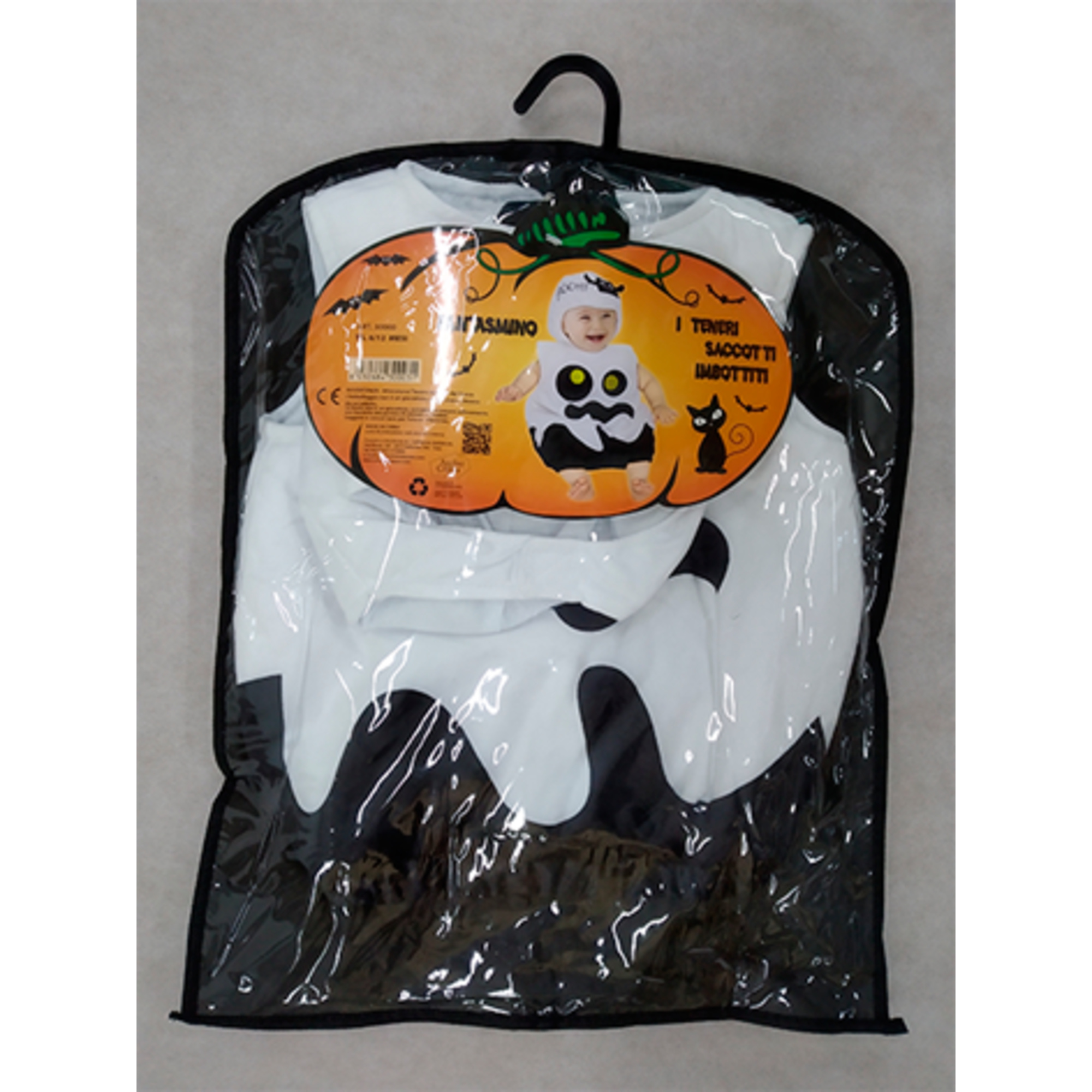 Costume halloween fantasmino baby 6-12 mesi - saccotto vellutato senza maniche con cuffia - No brand