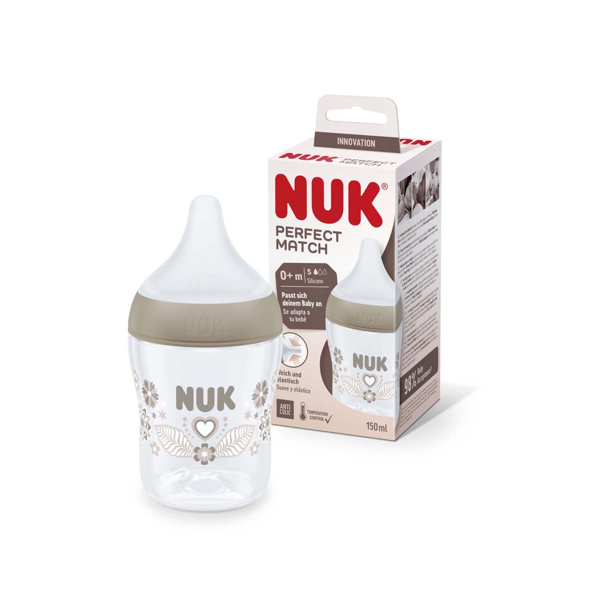 Nuk  biberon perfect match pp150ml silicone tg s heart (bambina) - Nuk