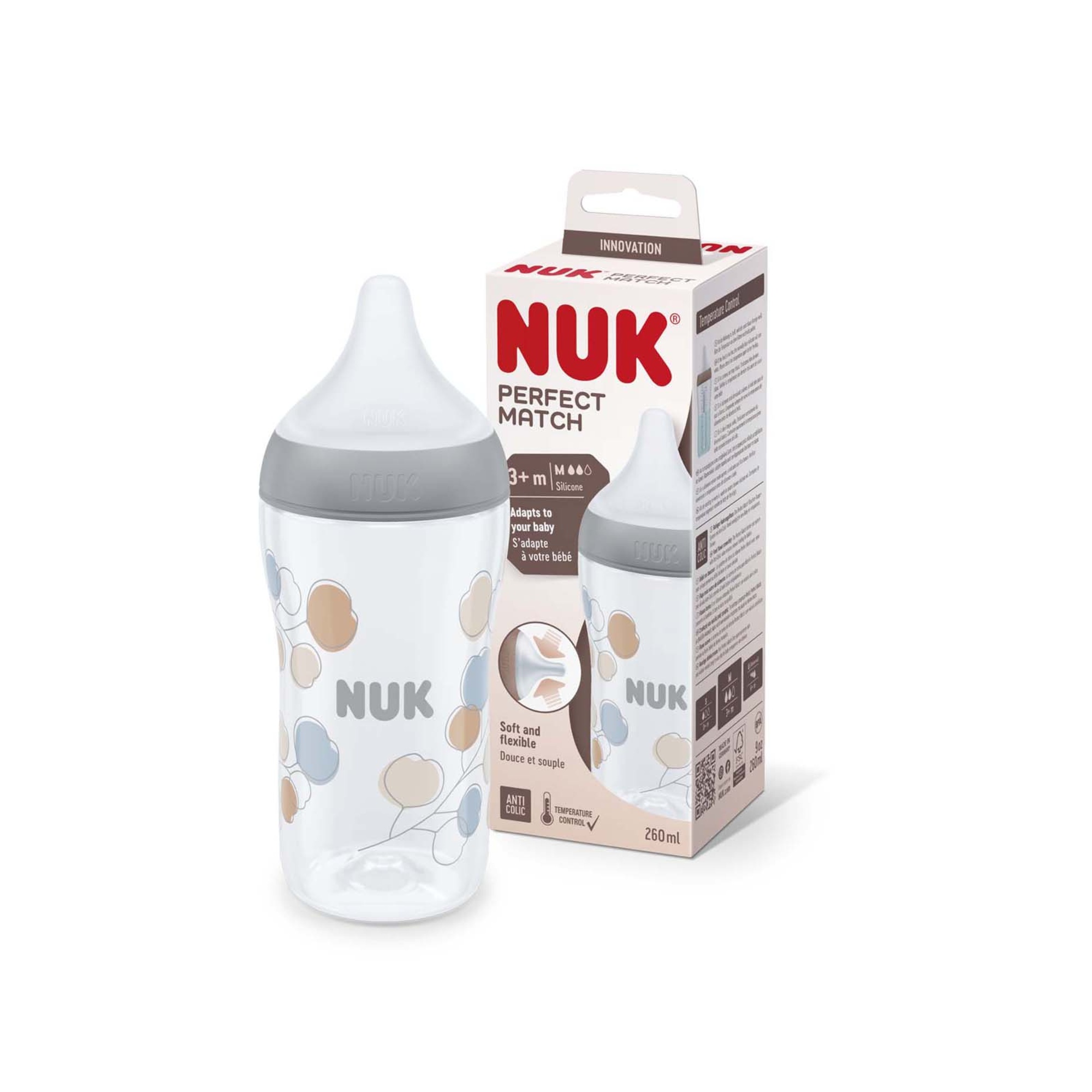 Nuk biberon perfect match  pp260ml silicone tg m cotton twig (bambino) - Nuk