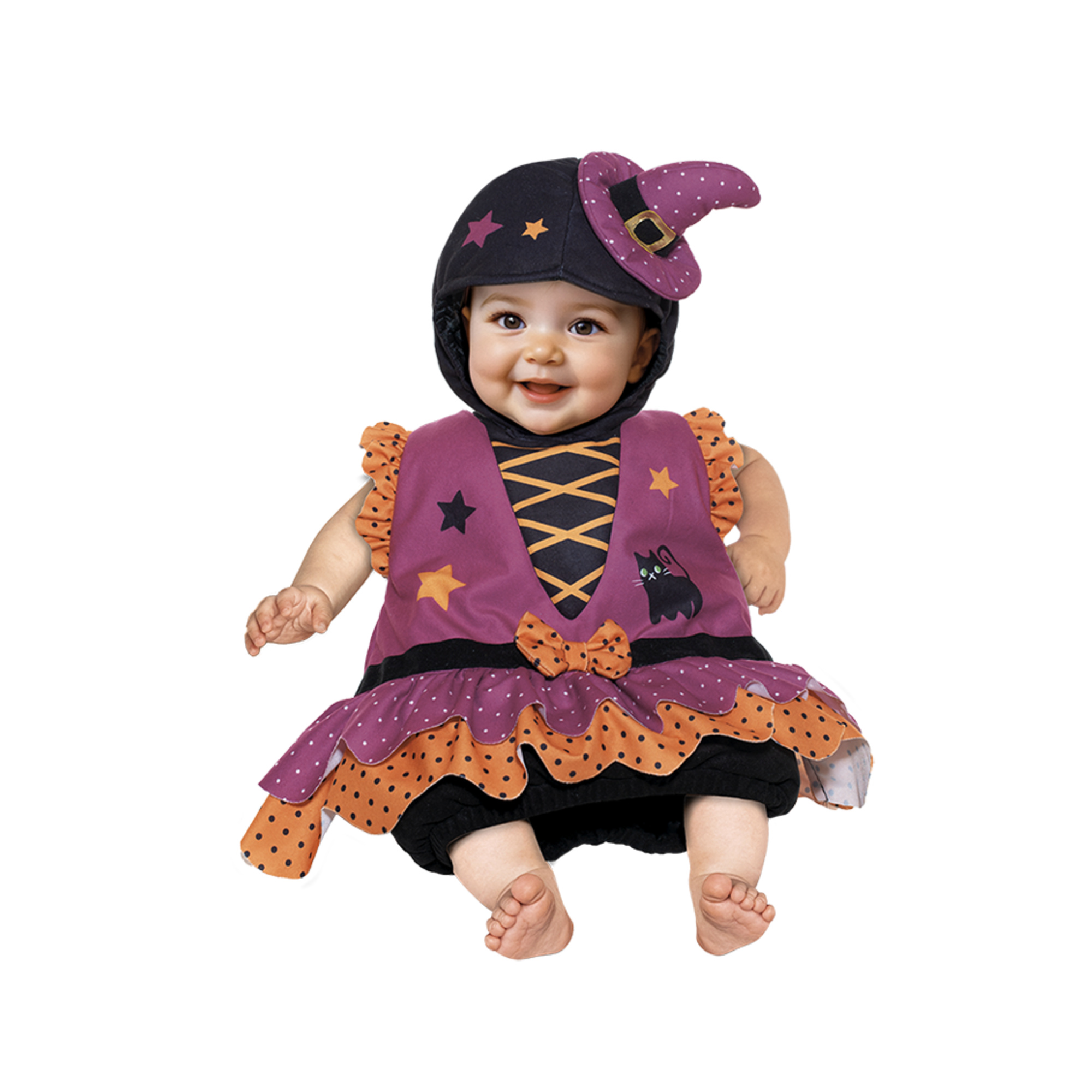 Costume halloween streghetta baby 6-12 mesi - saccotto vellutato senza maniche con cuffia - No brand