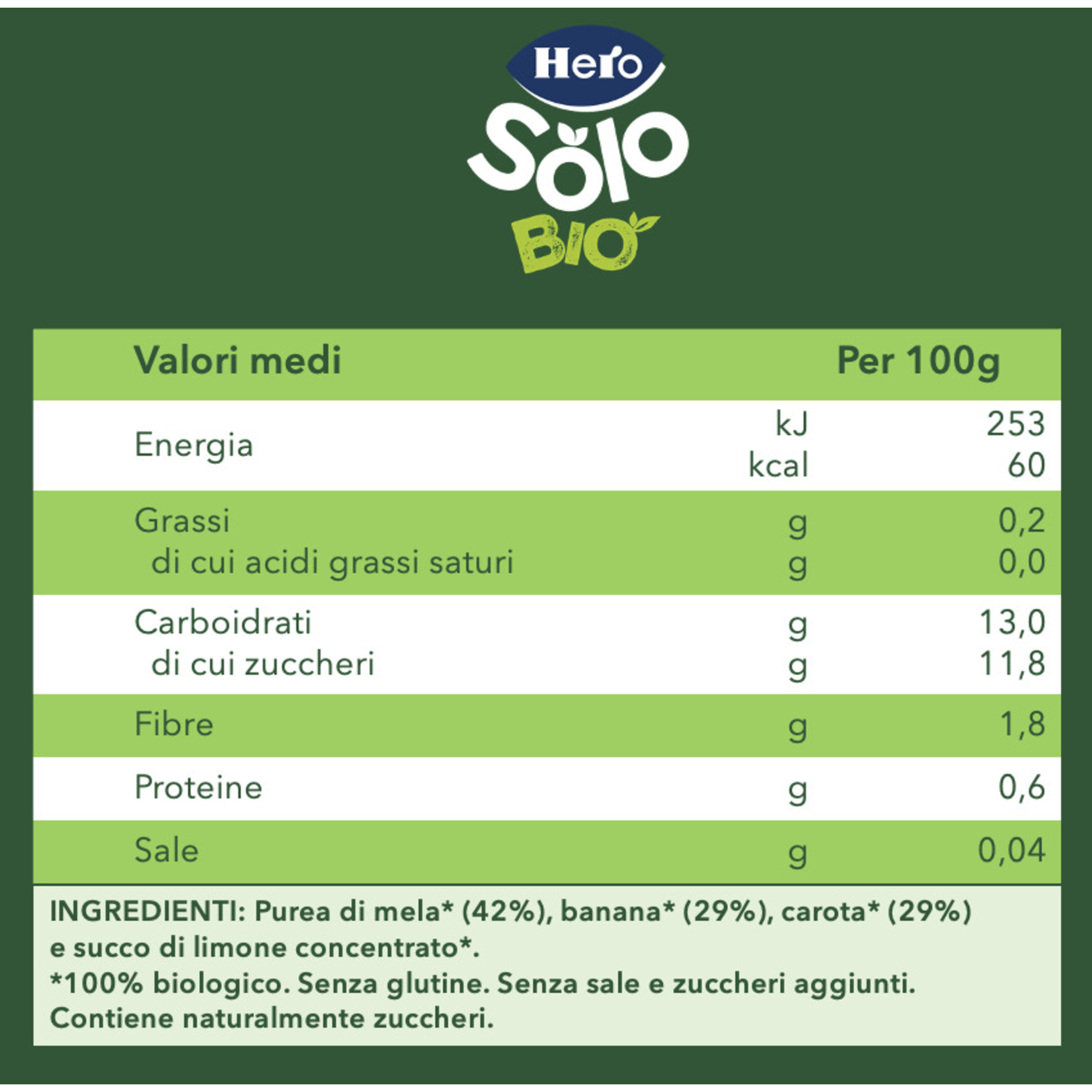 Hero baby pouch mela banana carota bio 100g - Hero