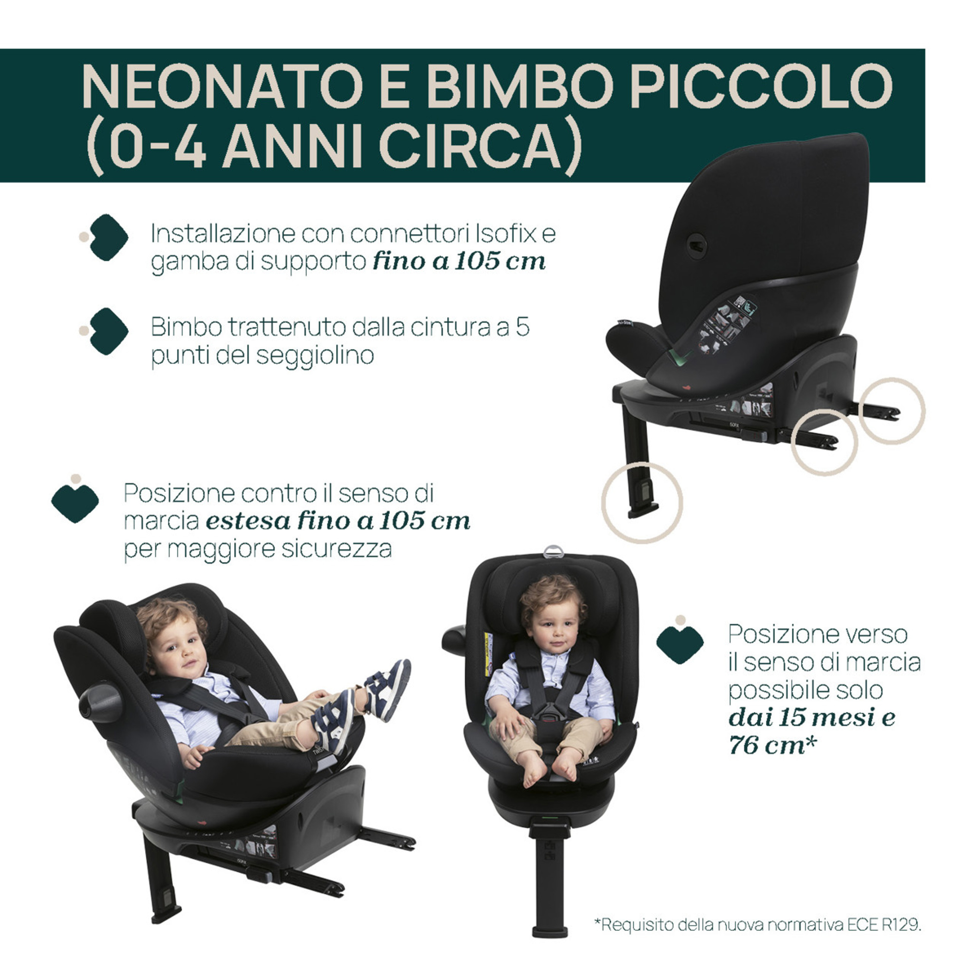 Seggiolino auto everone i-size black 40-150cm - chicco - Chicco