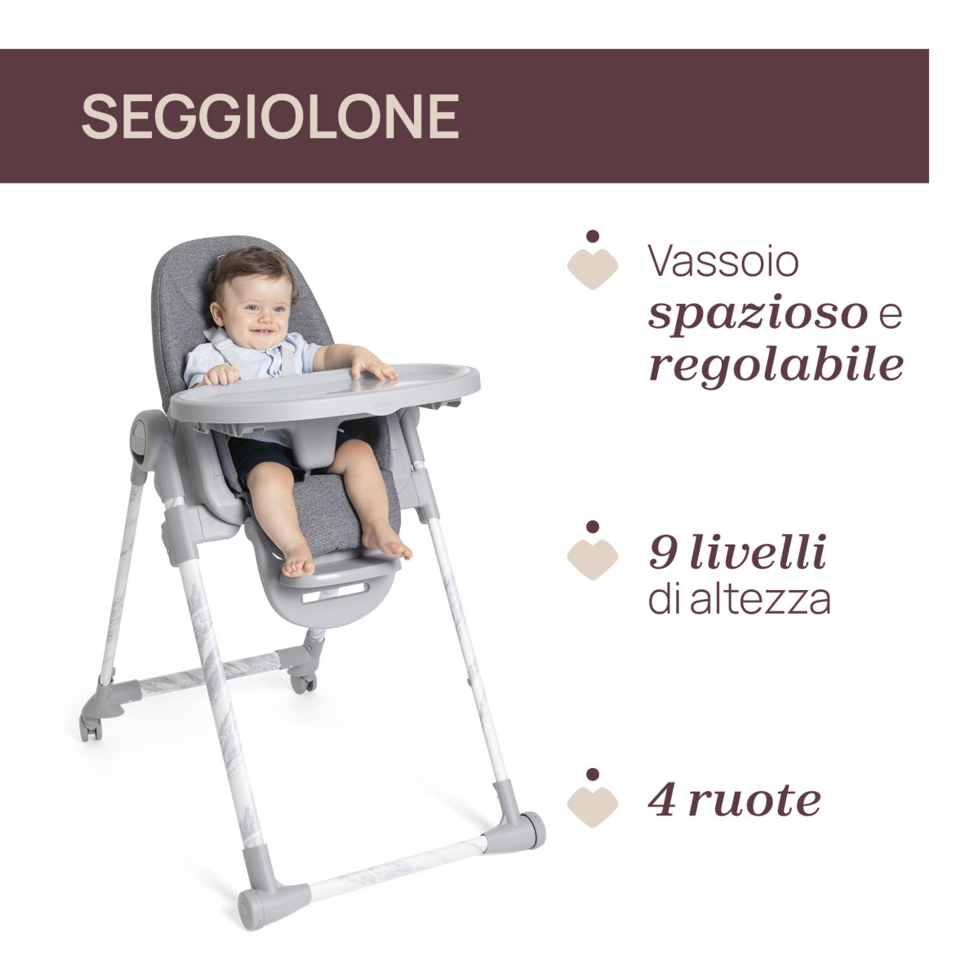 Seggiolone polly armonia carrara - chicco - Chicco