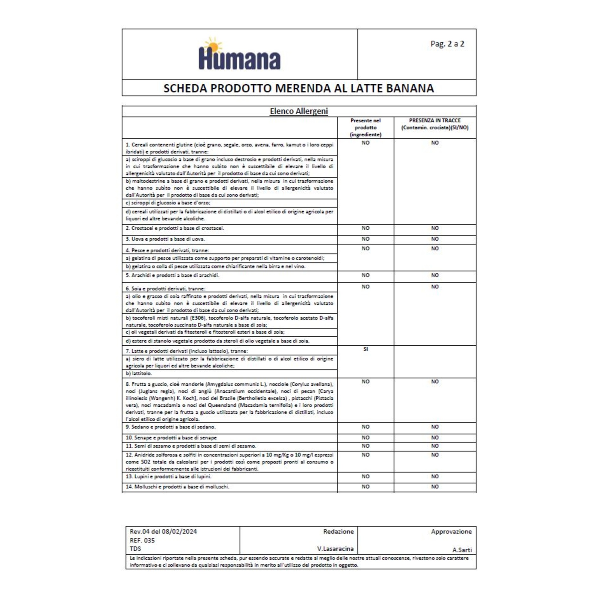 Humana merenda latte banana 4x100gr - Humana