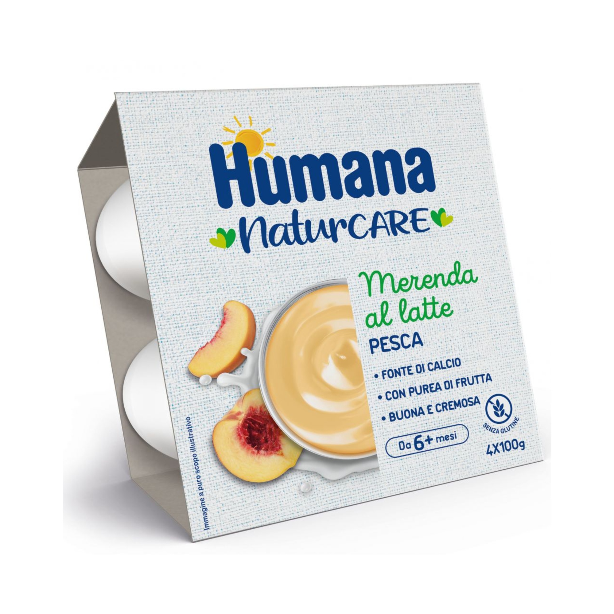 Humana merenda latte pesca 4x100gr - Humana