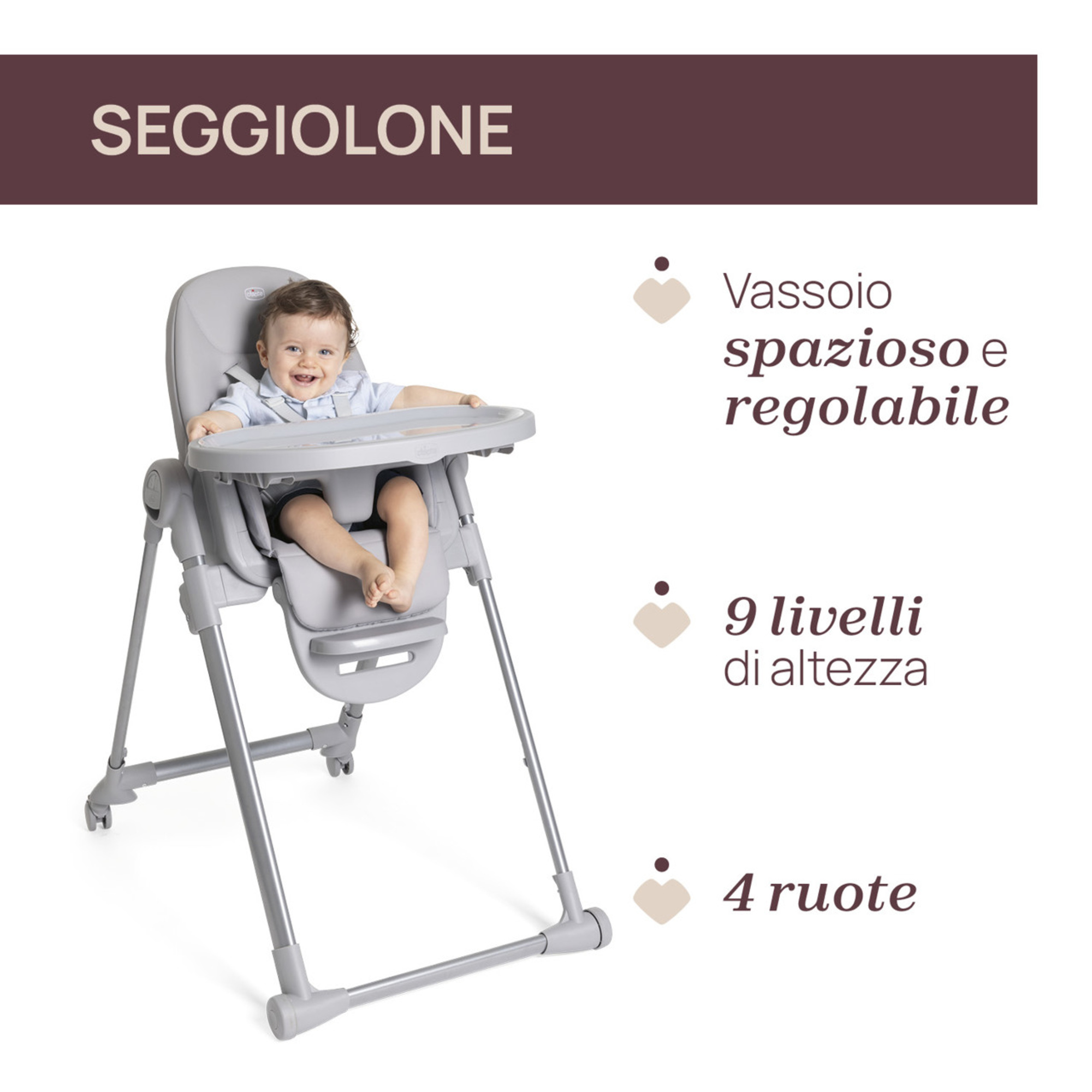 Seggiolone polly armonia steel- chicco - Chicco