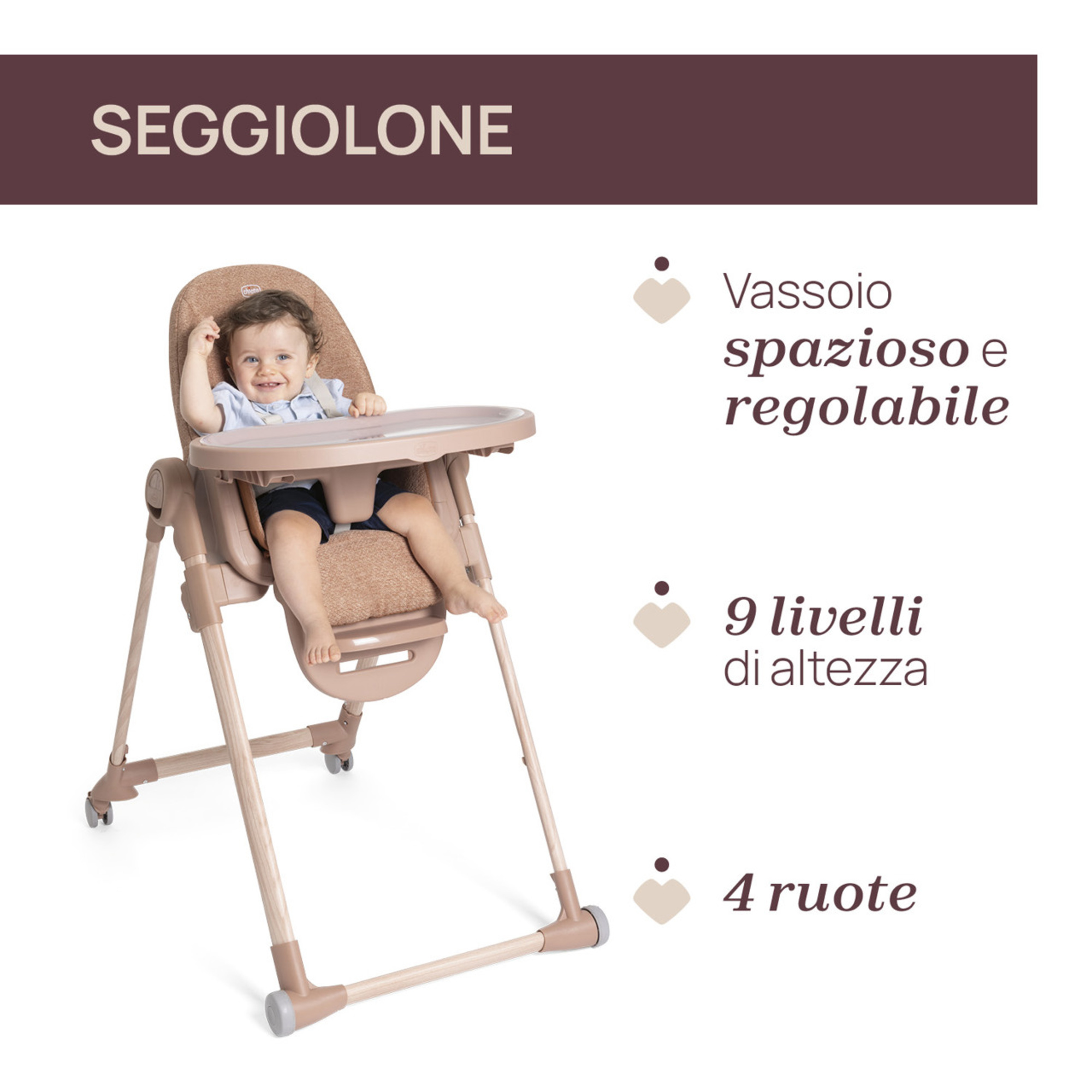 Seggiolone polly armonia terracotta - chicco - Chicco