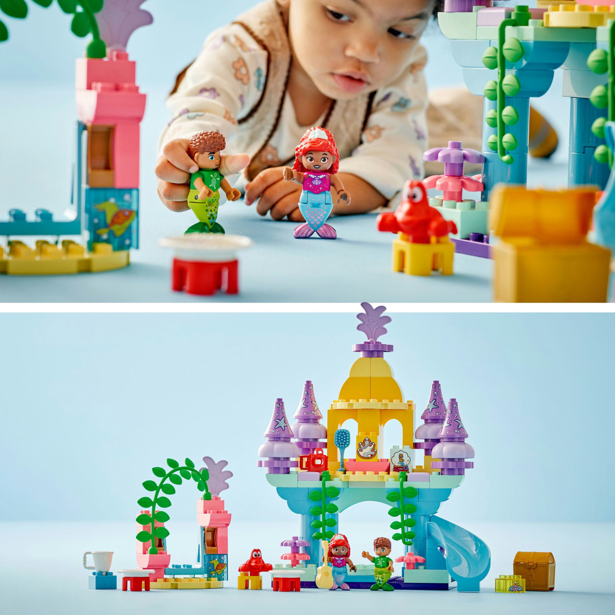 Lego duplo - disney 10435 - il magico palazzo sottomarino di ariel, giocattolo educativo 2+, set principesse con castello, personaggi e accessori - Duplo