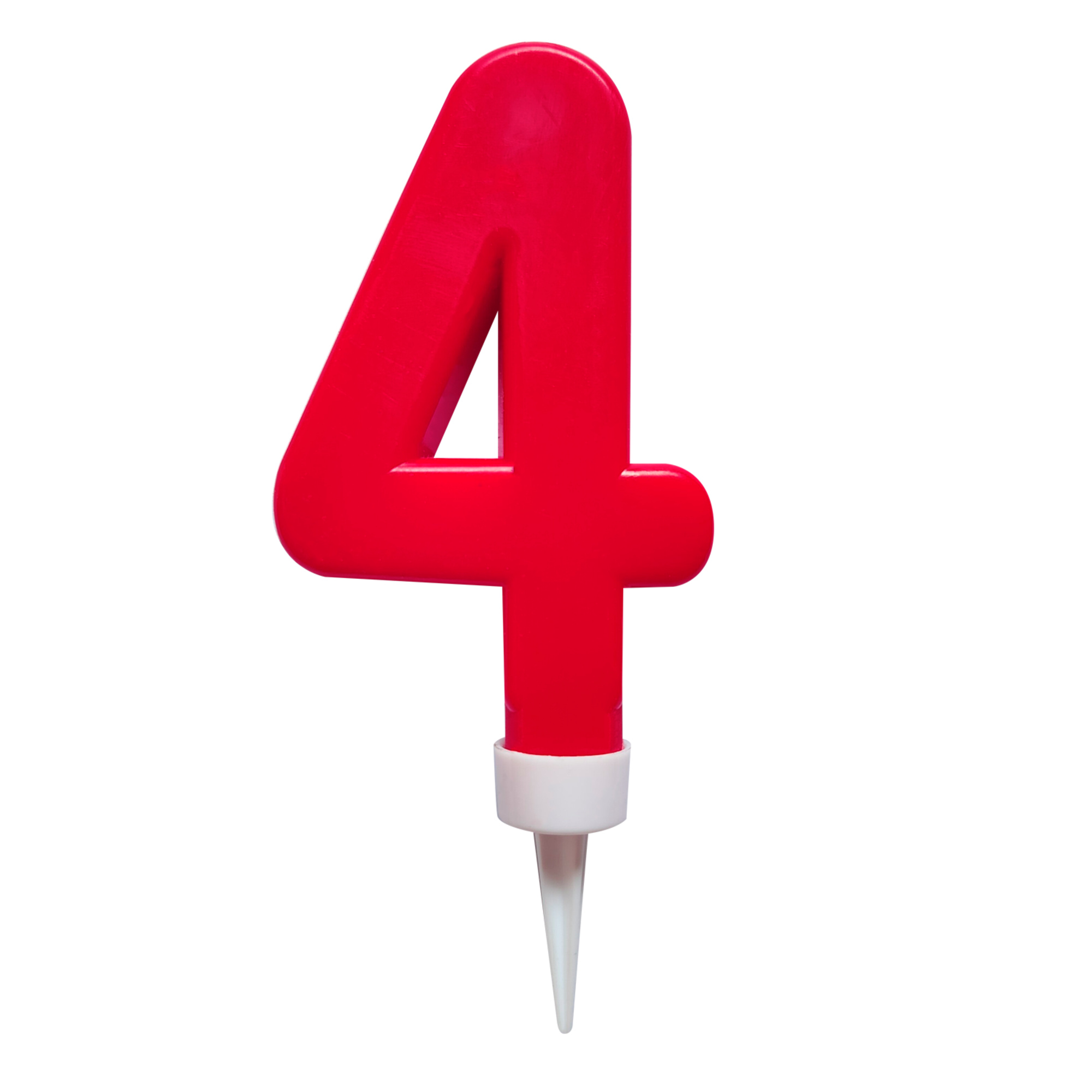 Candela rossa cm. 9 - numero "4" - 1 pezzo - No brand