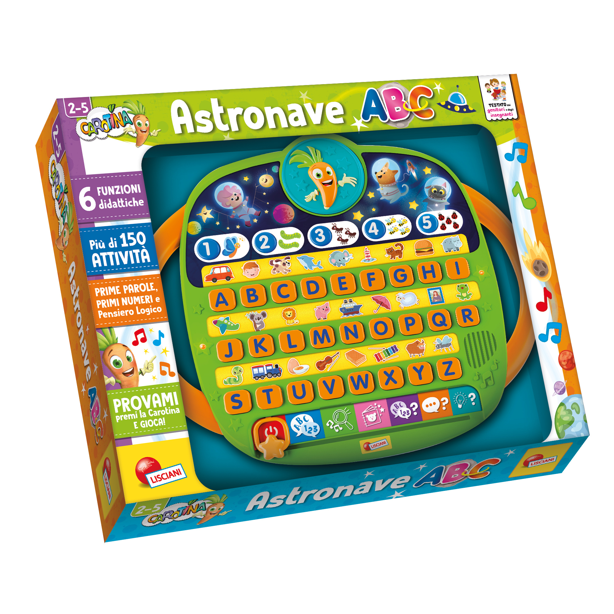 Carotina astronave abc – base didattica interattiva con 6 funzioni educative - LISCIANI