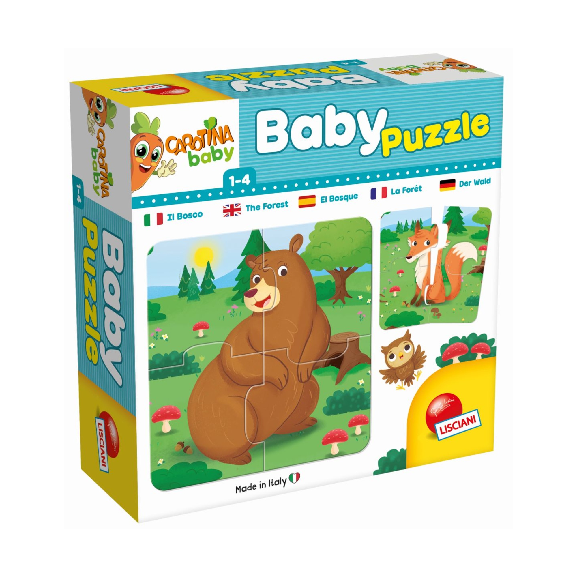 Carotina baby puzzle il bosco - 6 puzzle animali in cartone per bambini - LISCIANI