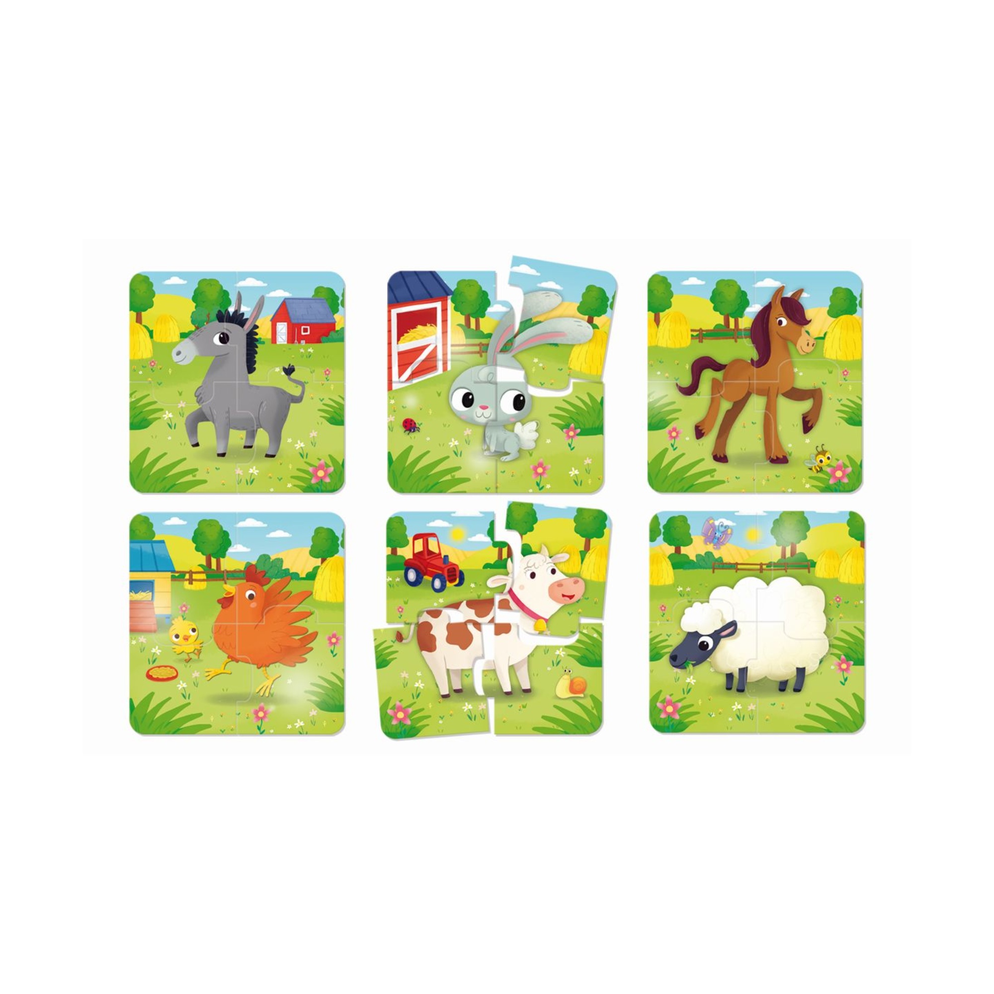 Carotina baby puzzle la fattoria - 6 puzzle per bambini con animali della fattoria in cartone - LISCIANI