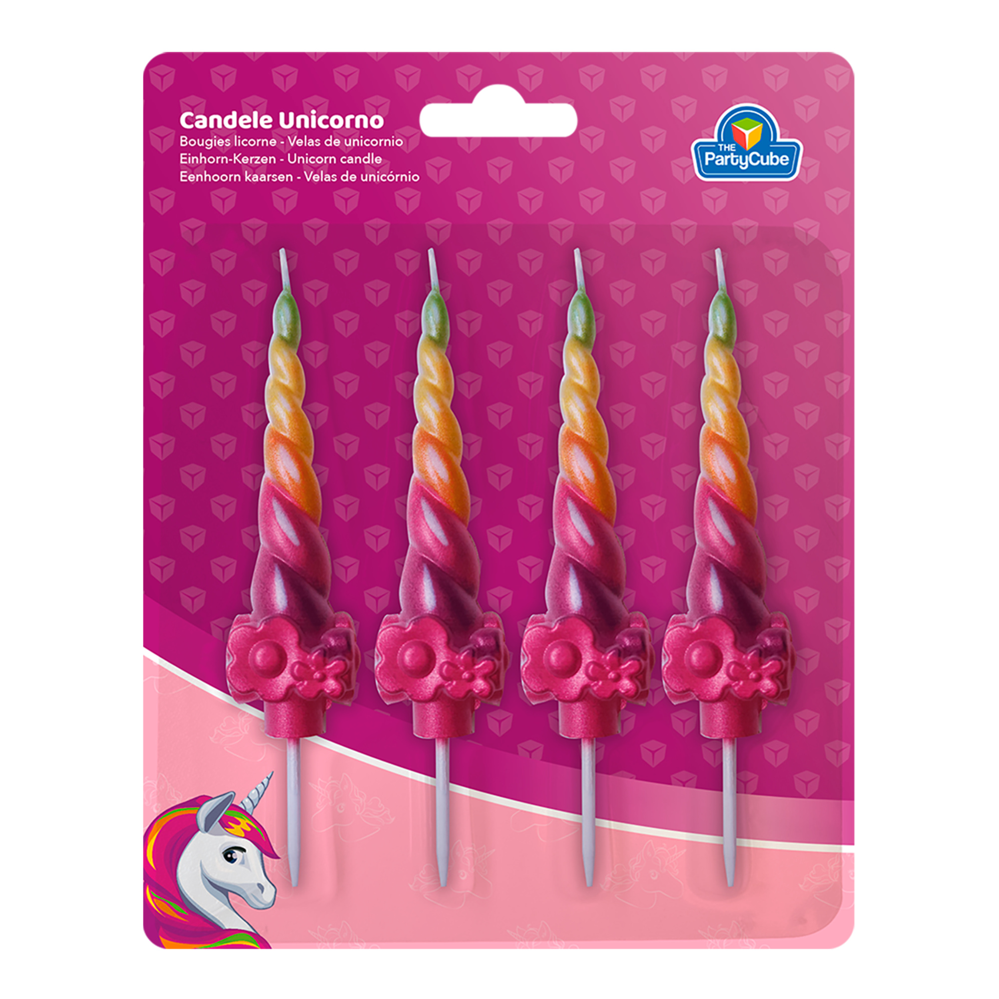 Candela unicorno 8 cm - set da 4 pezzi - No brand