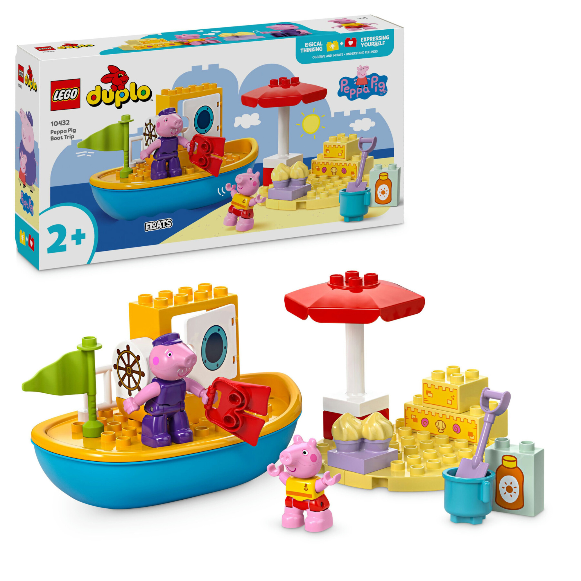 Lego duplo 10432 - viaggio in barca di peppa pig, gioco educativo per bambini 2+ con personaggi e barca galleggiante, idea regalo - Duplo