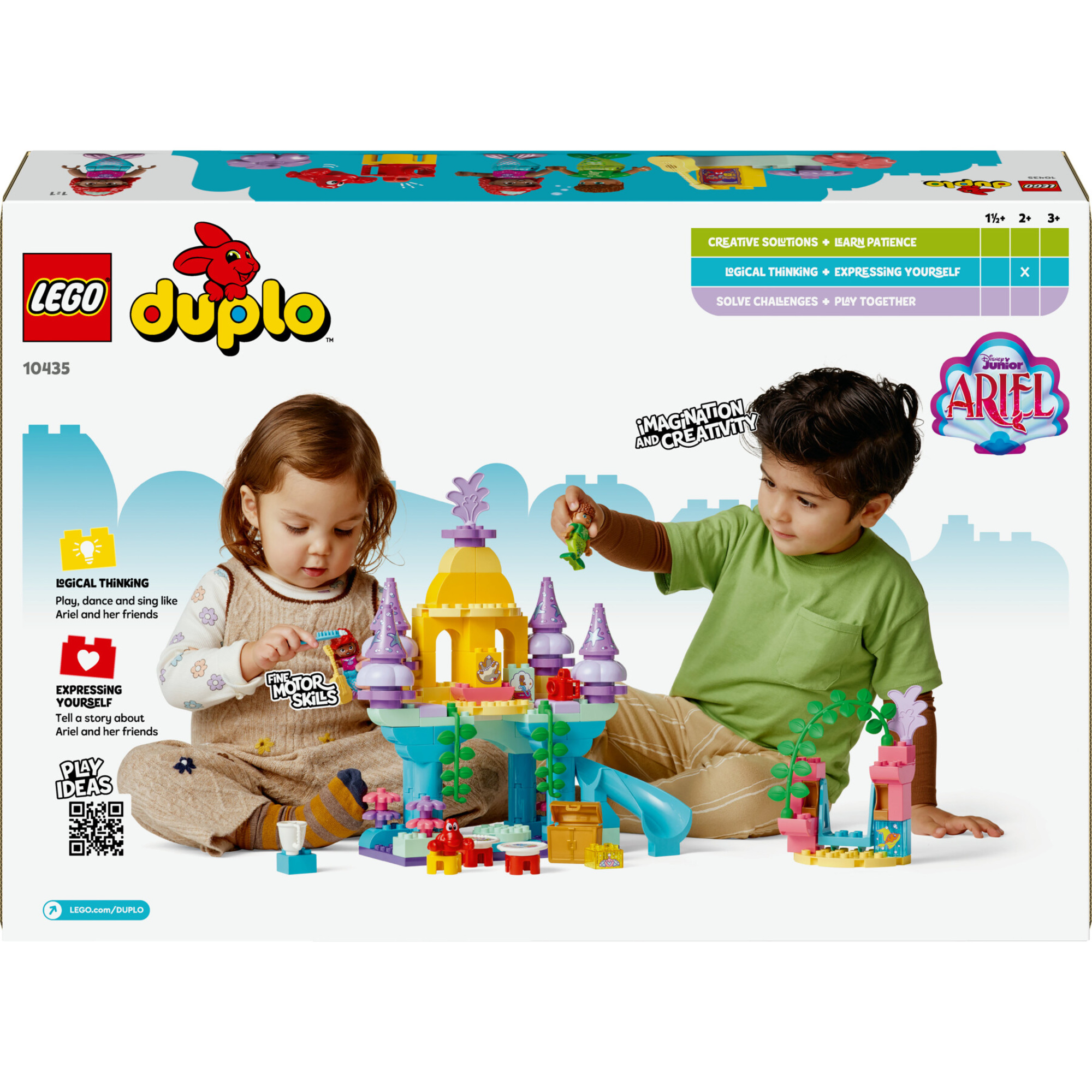 Lego duplo - disney 10435 - il magico palazzo sottomarino di ariel, giocattolo educativo 2+, set principesse con castello, personaggi e accessori - Duplo