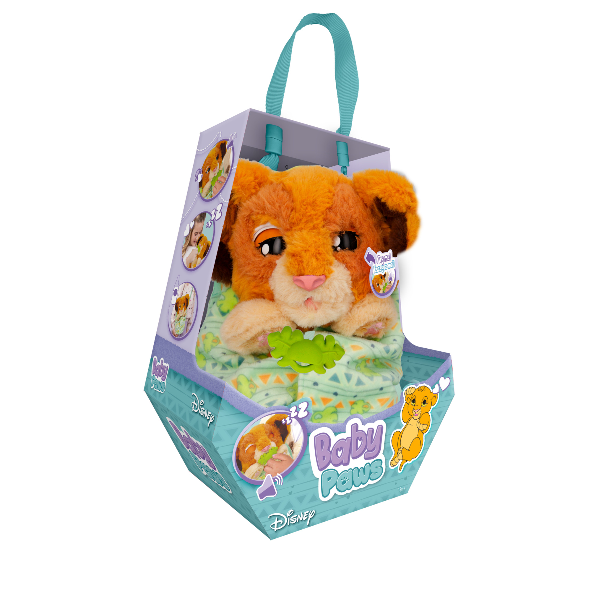 Baby paws simba interattivo – cucciolo con suoni, ciuccio e borsetta per 18m+ - BABY PAWS