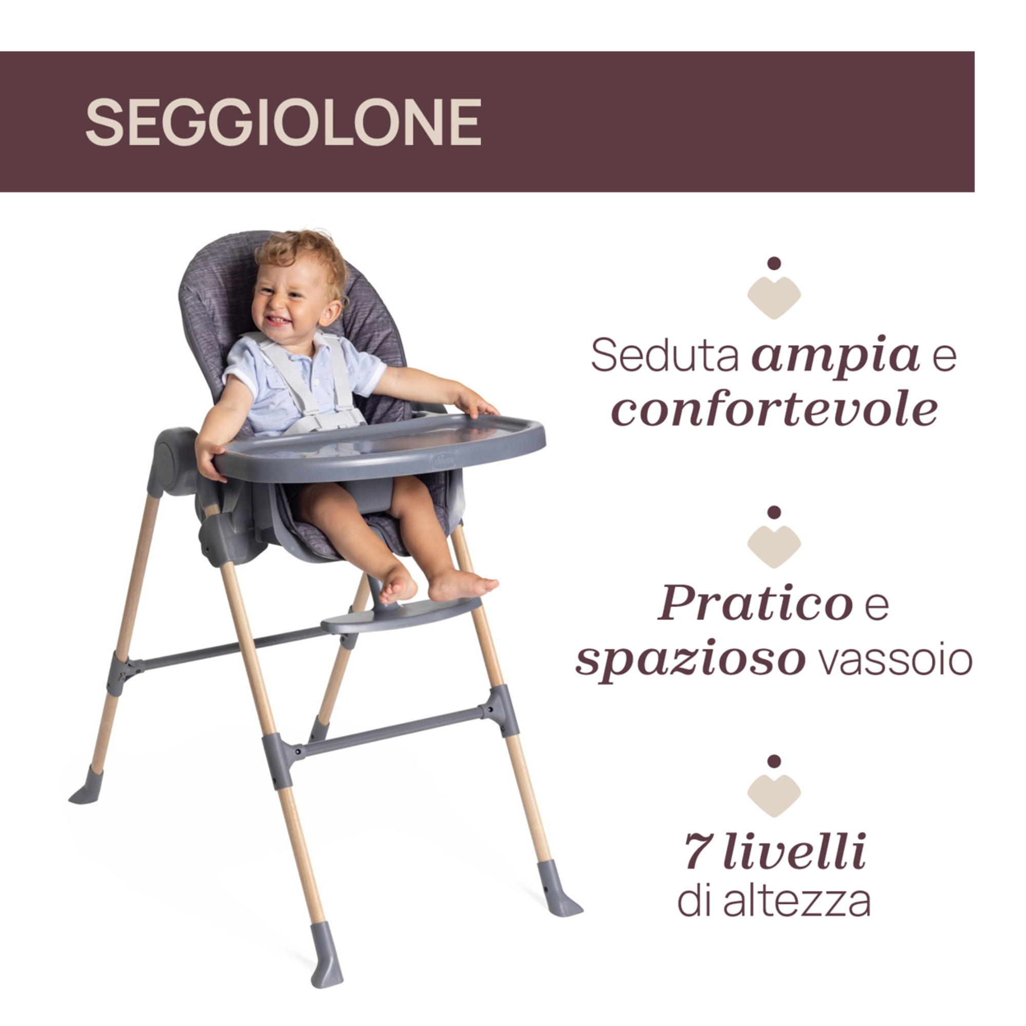 Seggiolone polly essential coal  - chicco - Chicco