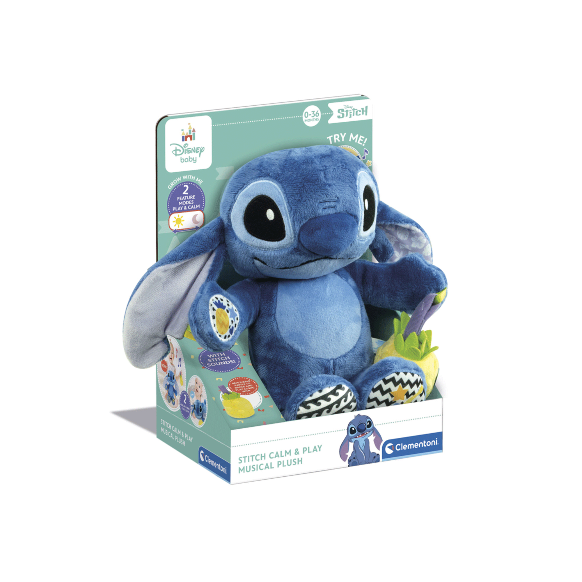 Baby clementoni - disney baby stitch musical plush - 0m+ - Baby Clementoni