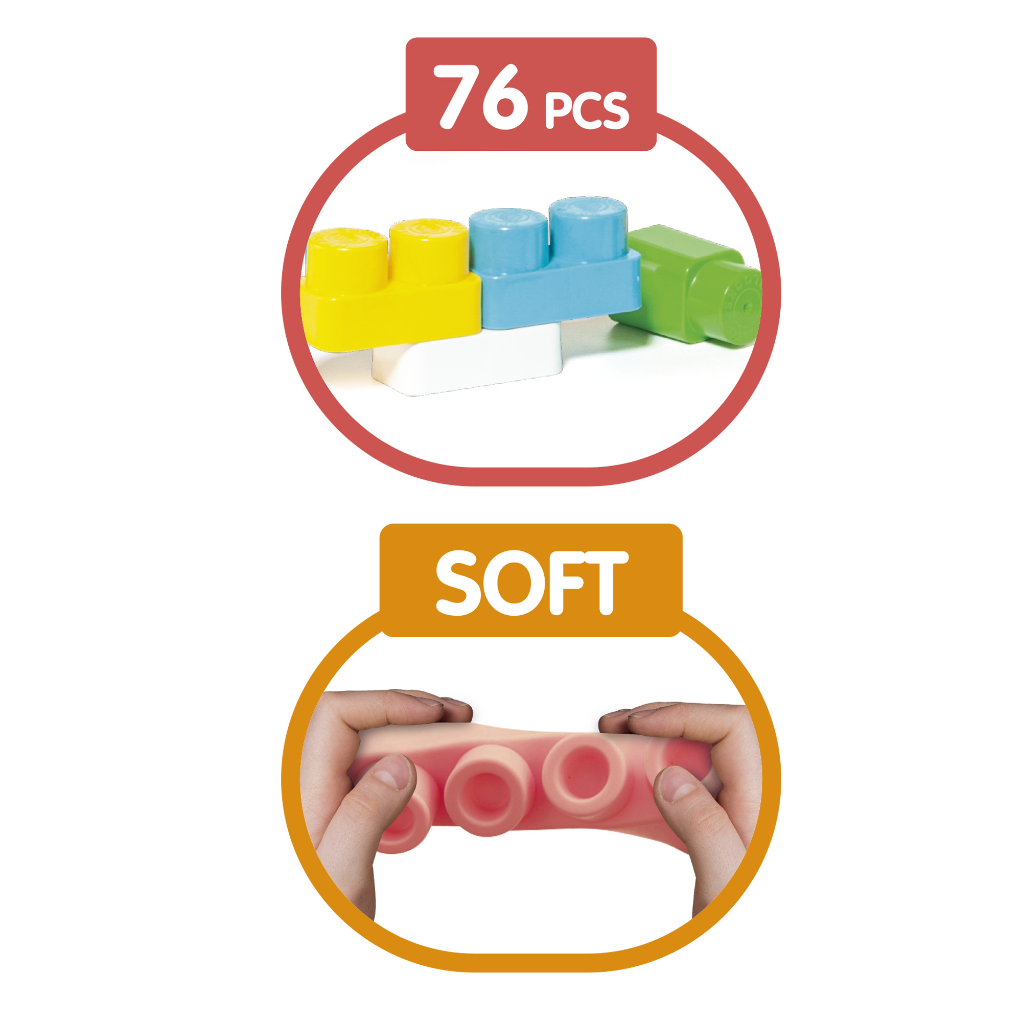 Set costruzioni morbide - 76 pezzi - baby smile - 18m+ - Baby Smile