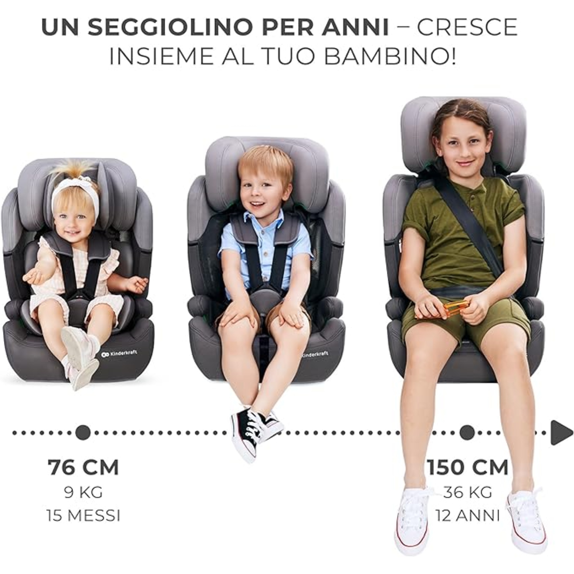 Seggiolino auto comfort up 2 i-size 76-150cm grey - kinderkraft - KinderKraft