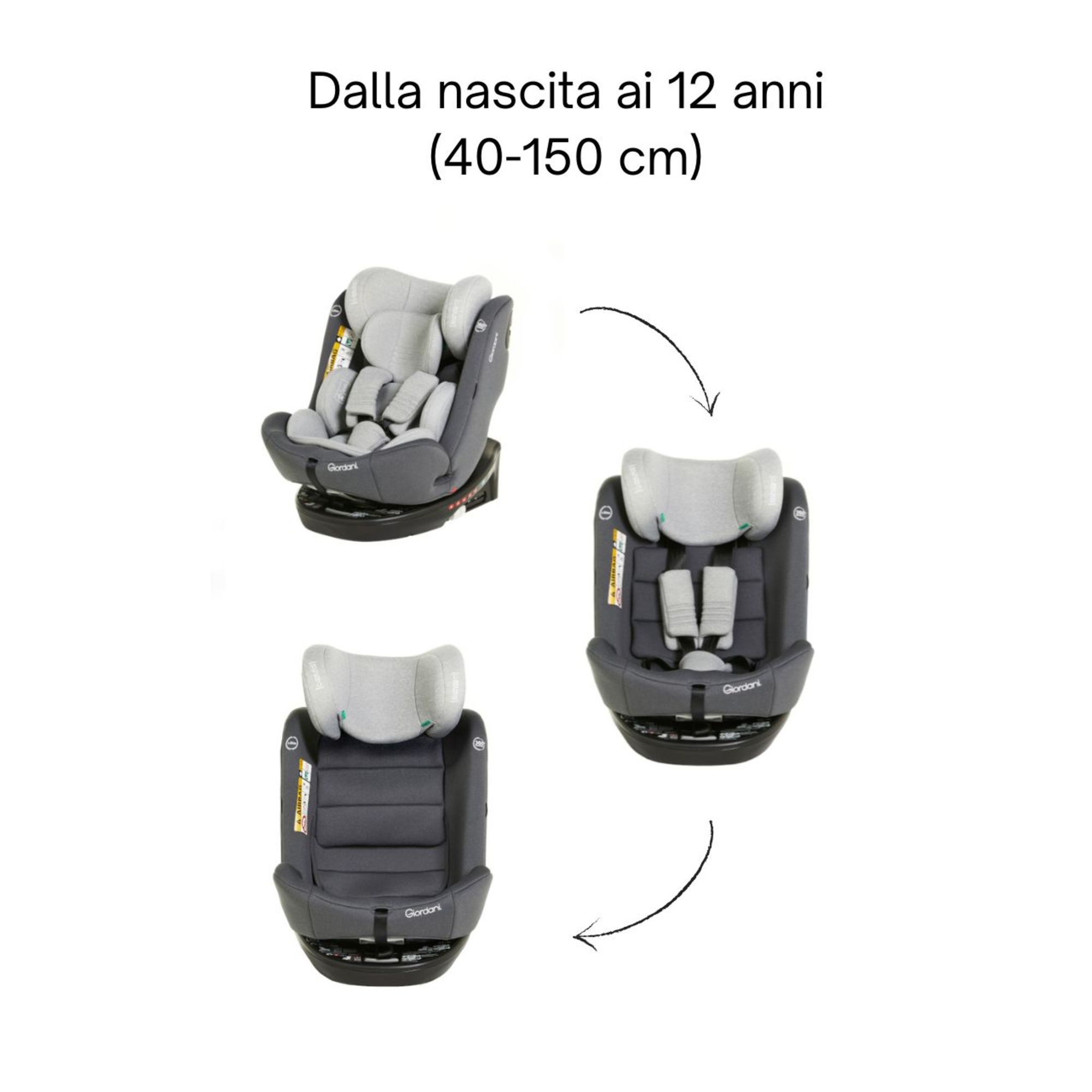 Seggiolino auto titano 0-12 anni (40-150 cm) - giordani - Giordani