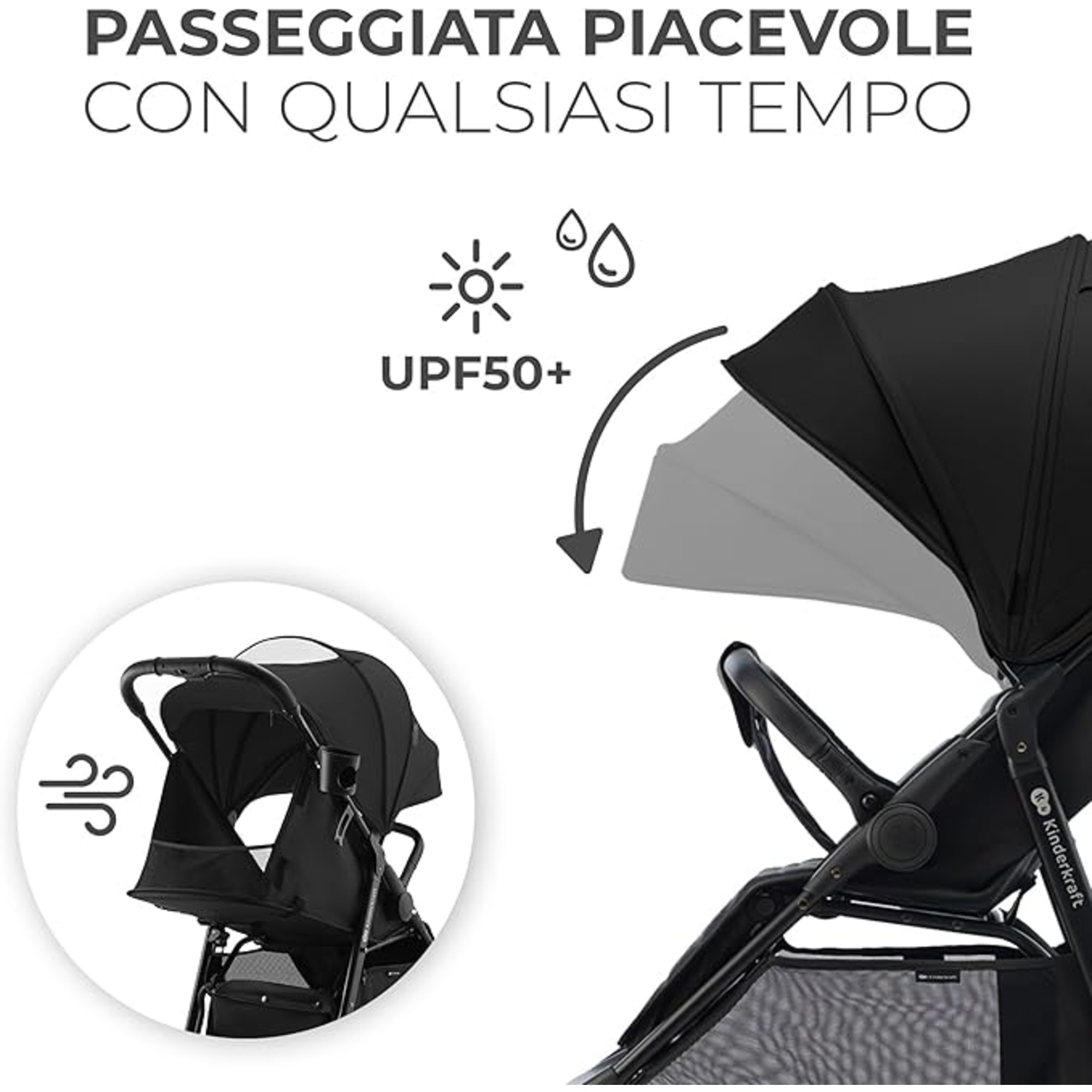 Passeggino leggero rine black - kinderkraft - KinderKraft