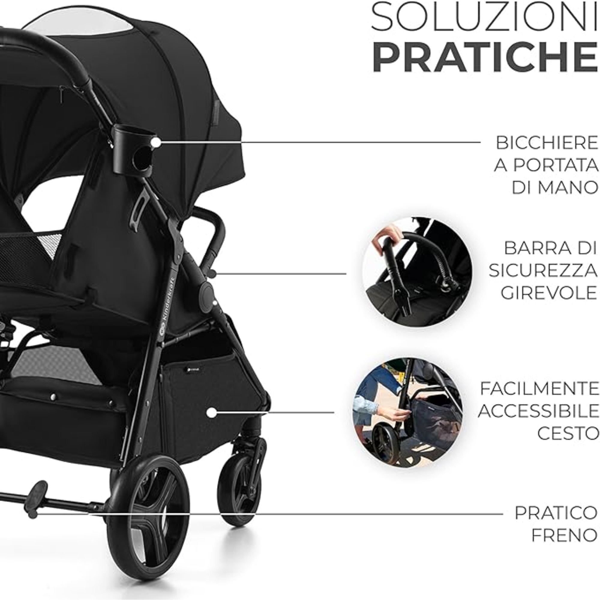 Passeggino leggero rine black - kinderkraft - KinderKraft