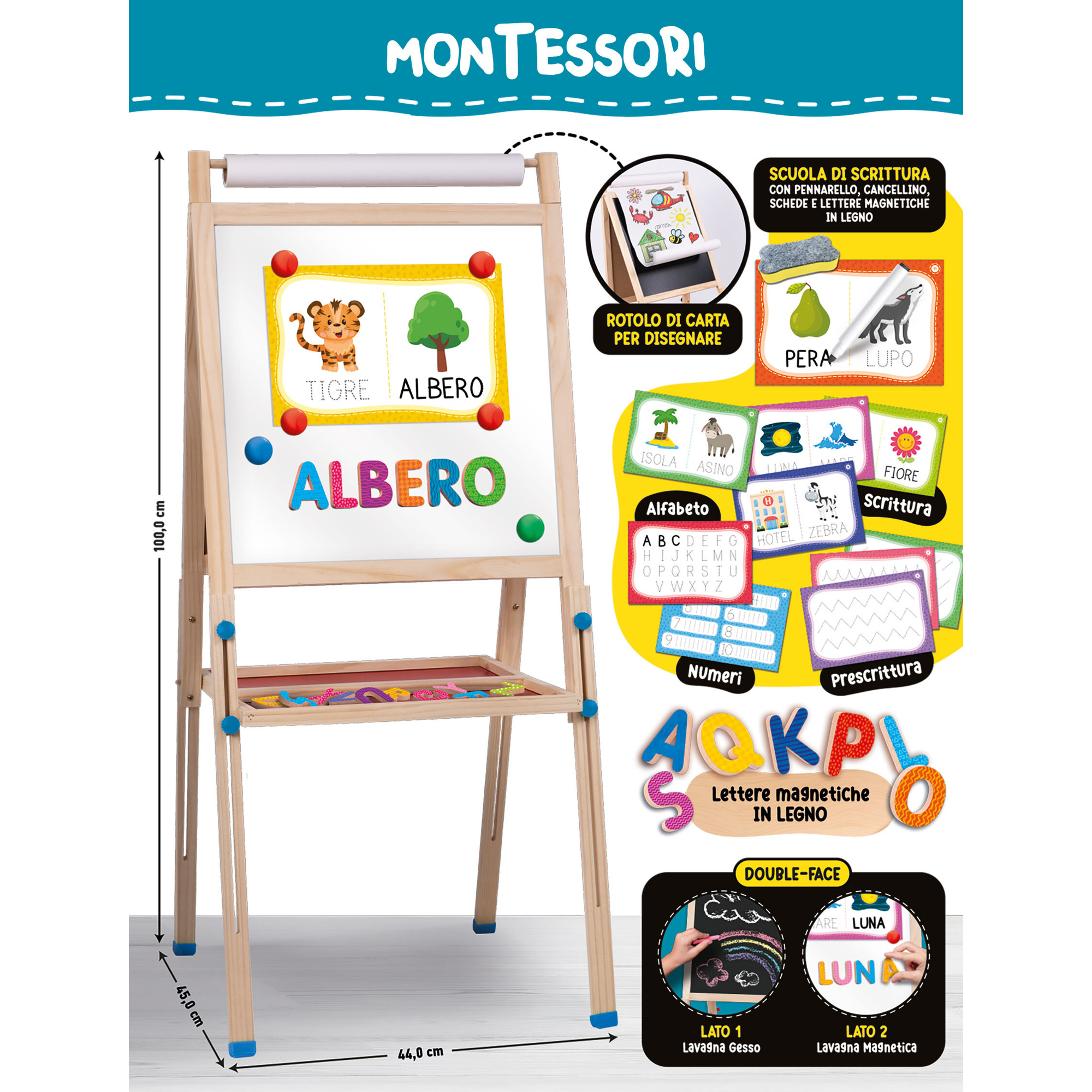 Montessori lavagnona legno cresce con te - LISCIANI