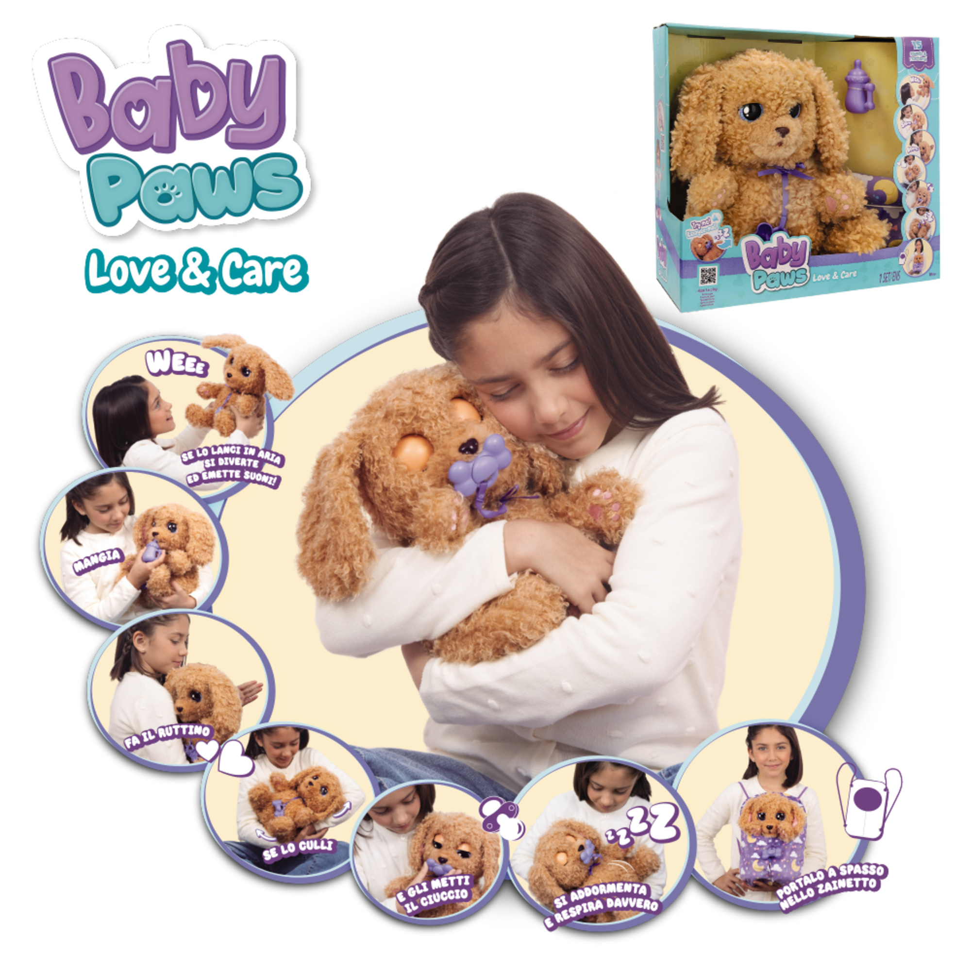 Baby paws labradoodle, peluche interattivo con suoni e 3 accessori inclusi - 4+ - BABY PAWS