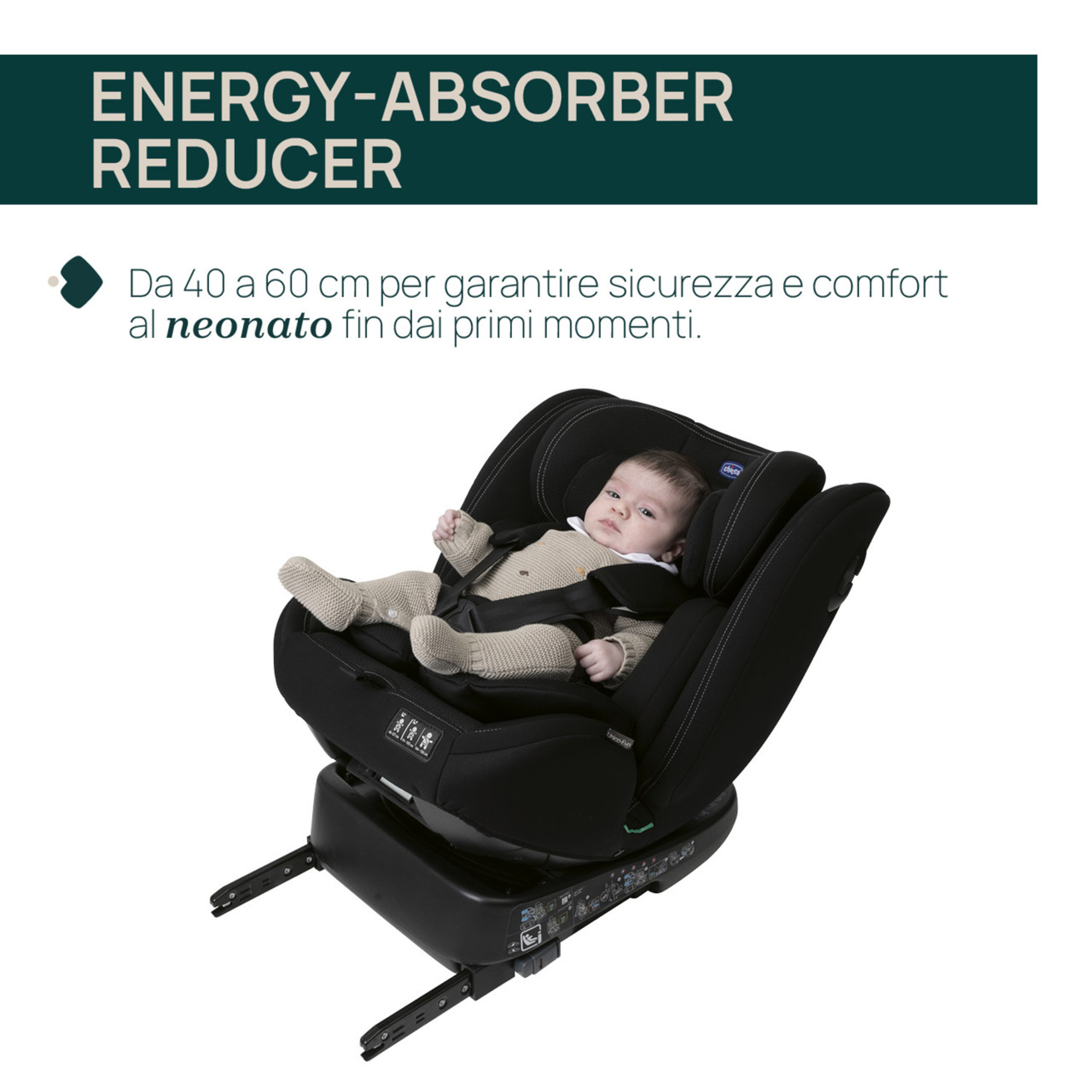 Seggiolino auto unico evo i-size (40-150 cm) grey black - chicco - Chicco