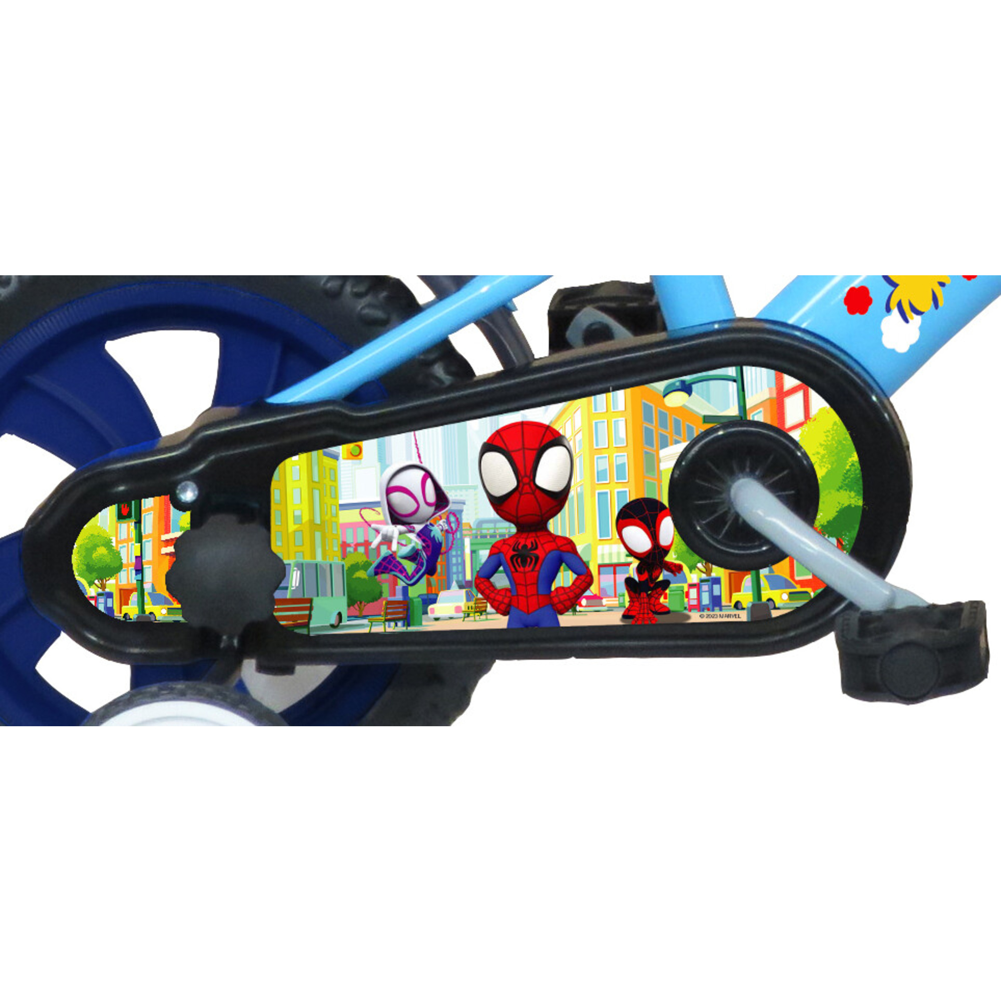 Bicicletta da 12 pollici di spidey con stabilizzatori laterali e scudo personalizzato – telaio in metallo - Spidey