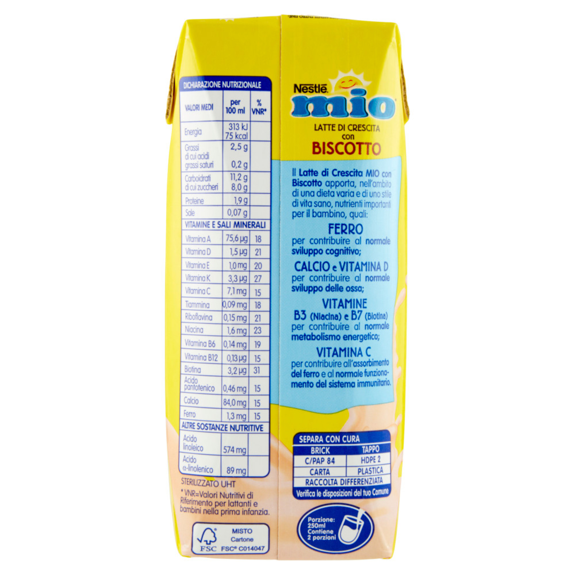 Mio latte di crescita con biscotto liquido brick 500 ml - nestlé - NESTLE'