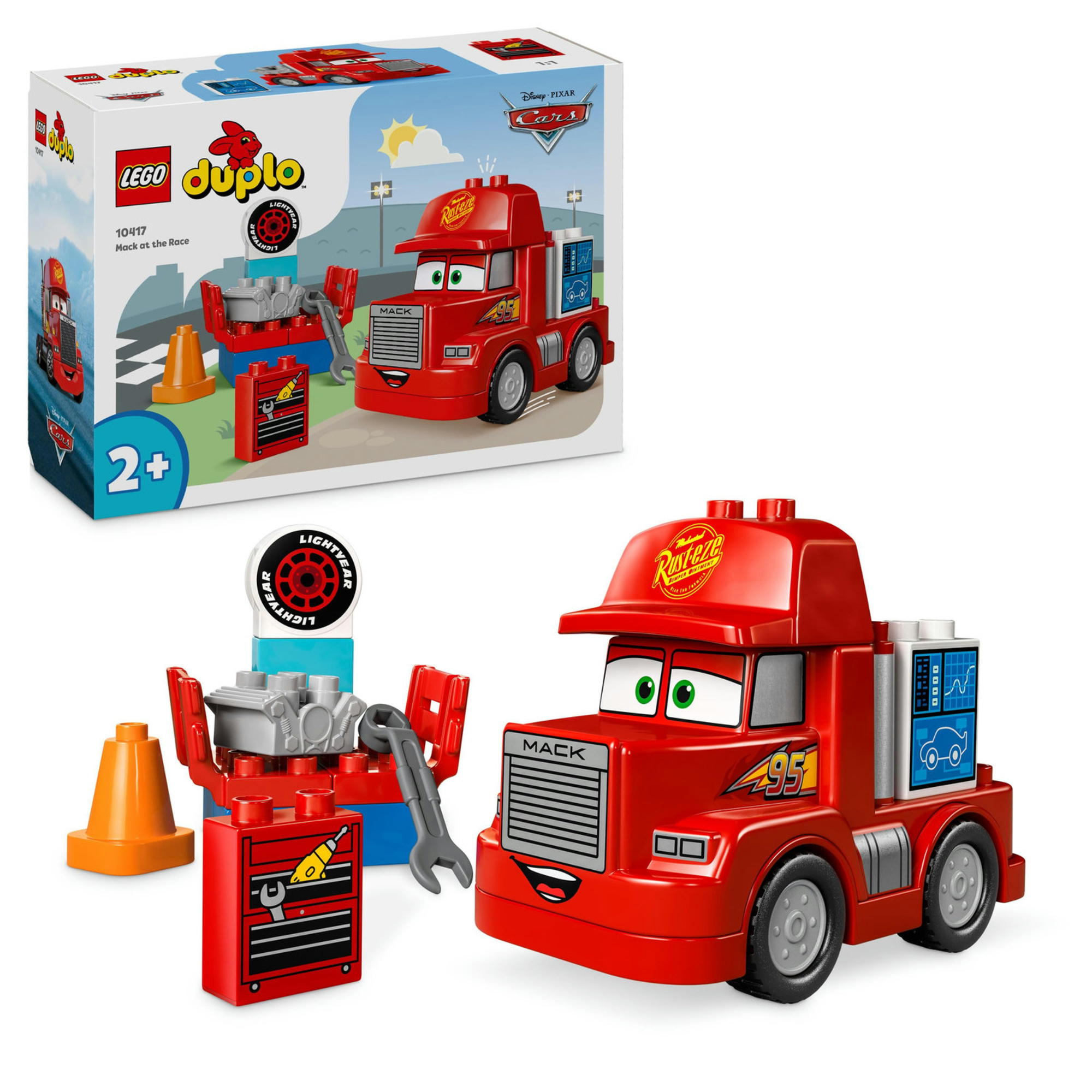 Mack al circuito disney e pixar lego duplo 10417 - set di costruzione per bambini dai 2 anni - Duplo