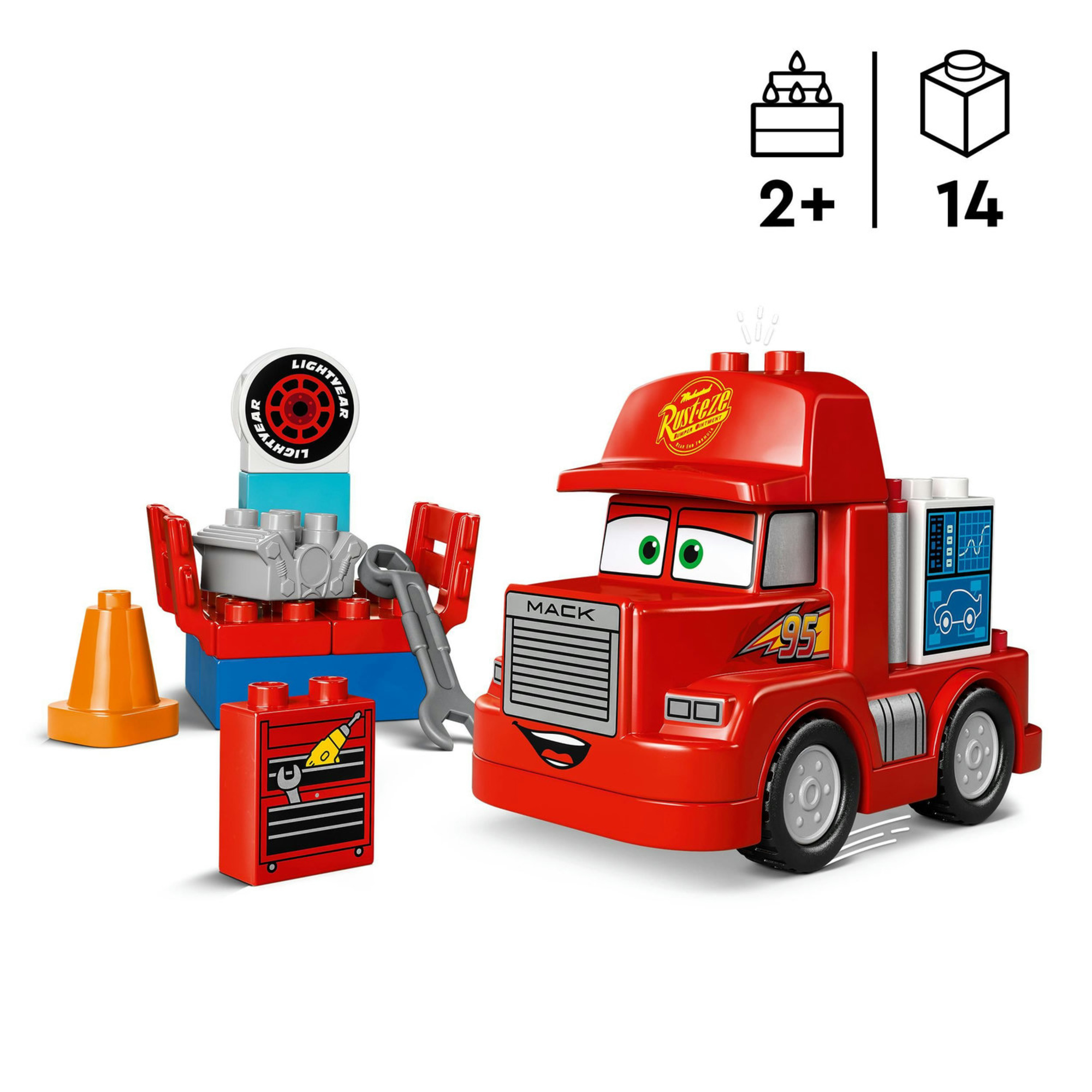 Mack al circuito disney e pixar lego duplo 10417 - set di costruzione per bambini dai 2 anni - Duplo