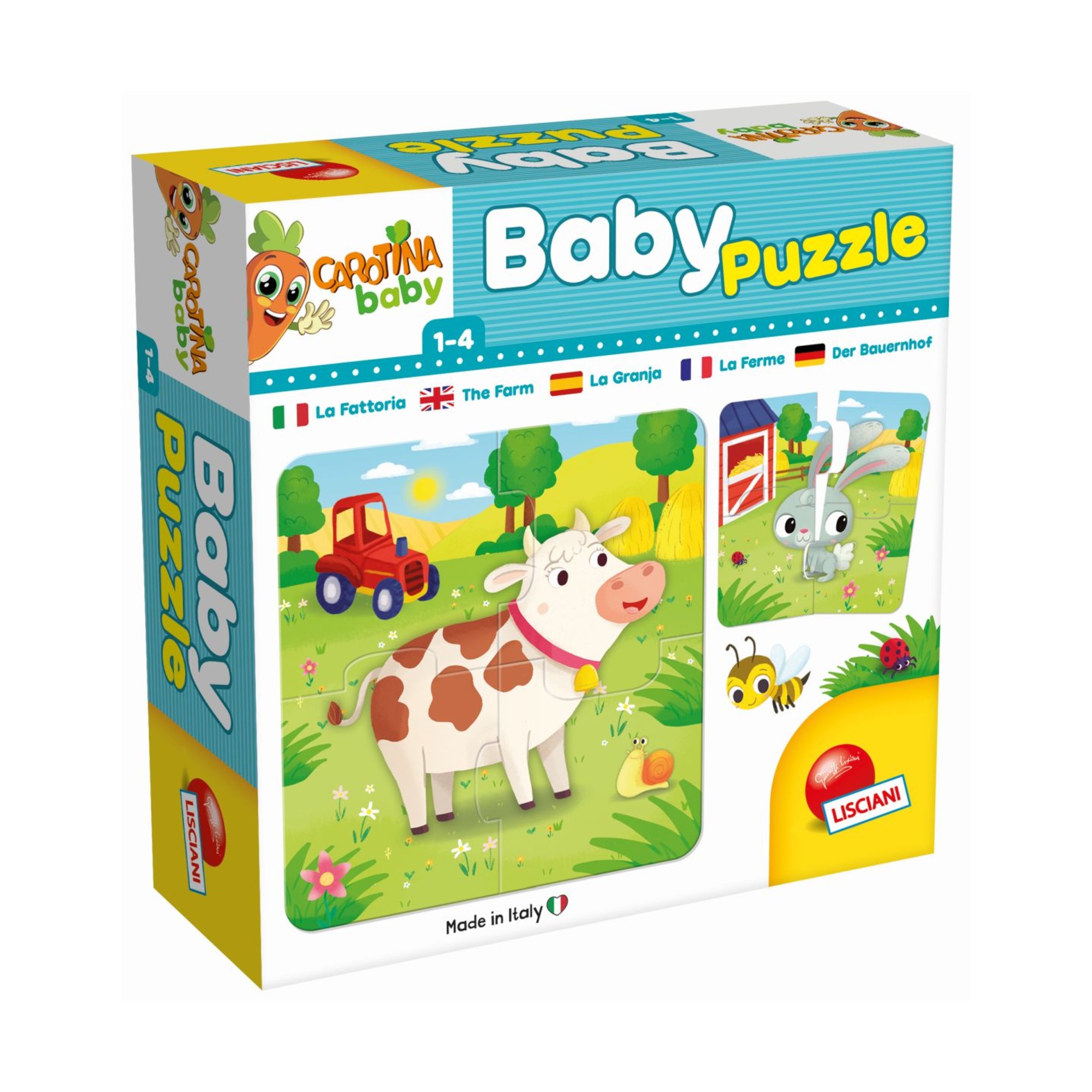 Carotina baby puzzle la fattoria - 6 puzzle per bambini con animali della fattoria in cartone - LISCIANI